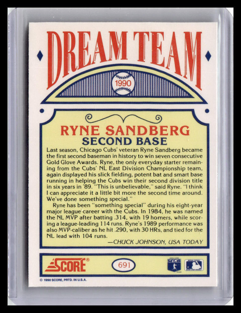 1990 Score #691 Ryne Sandberg