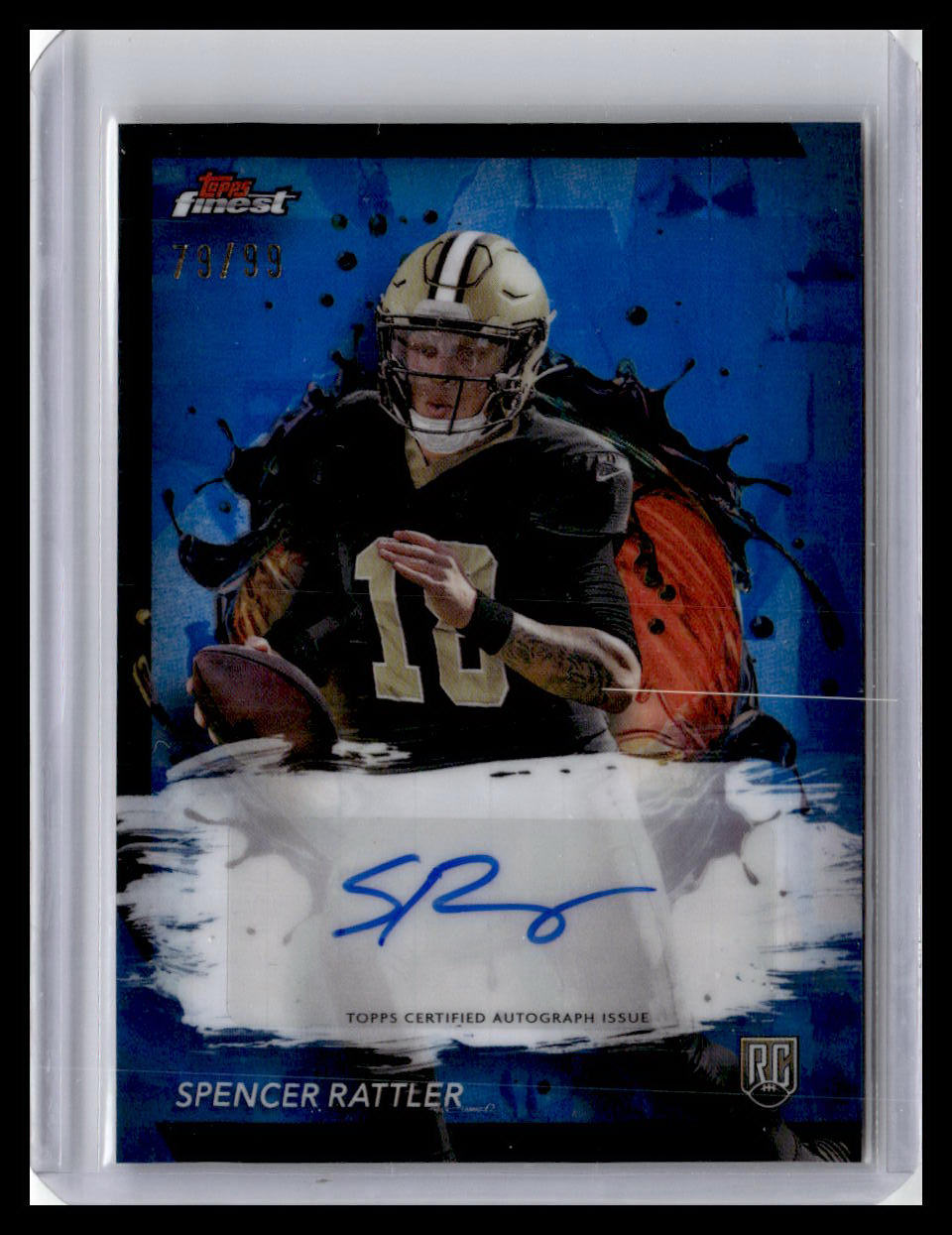 2024 Finest #RFA-SR Spencer Rattler Rookie Finest Autographs Blue Refractor