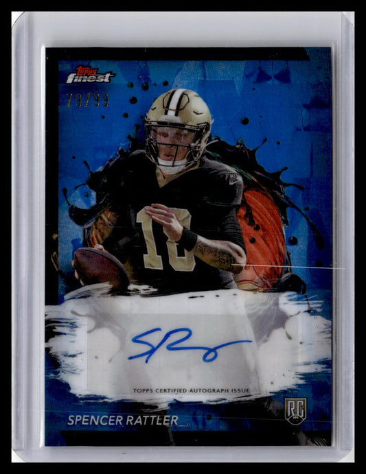 2024 Finest #RFA-SR Spencer Rattler Rookie Finest Autographs Blue Refractor