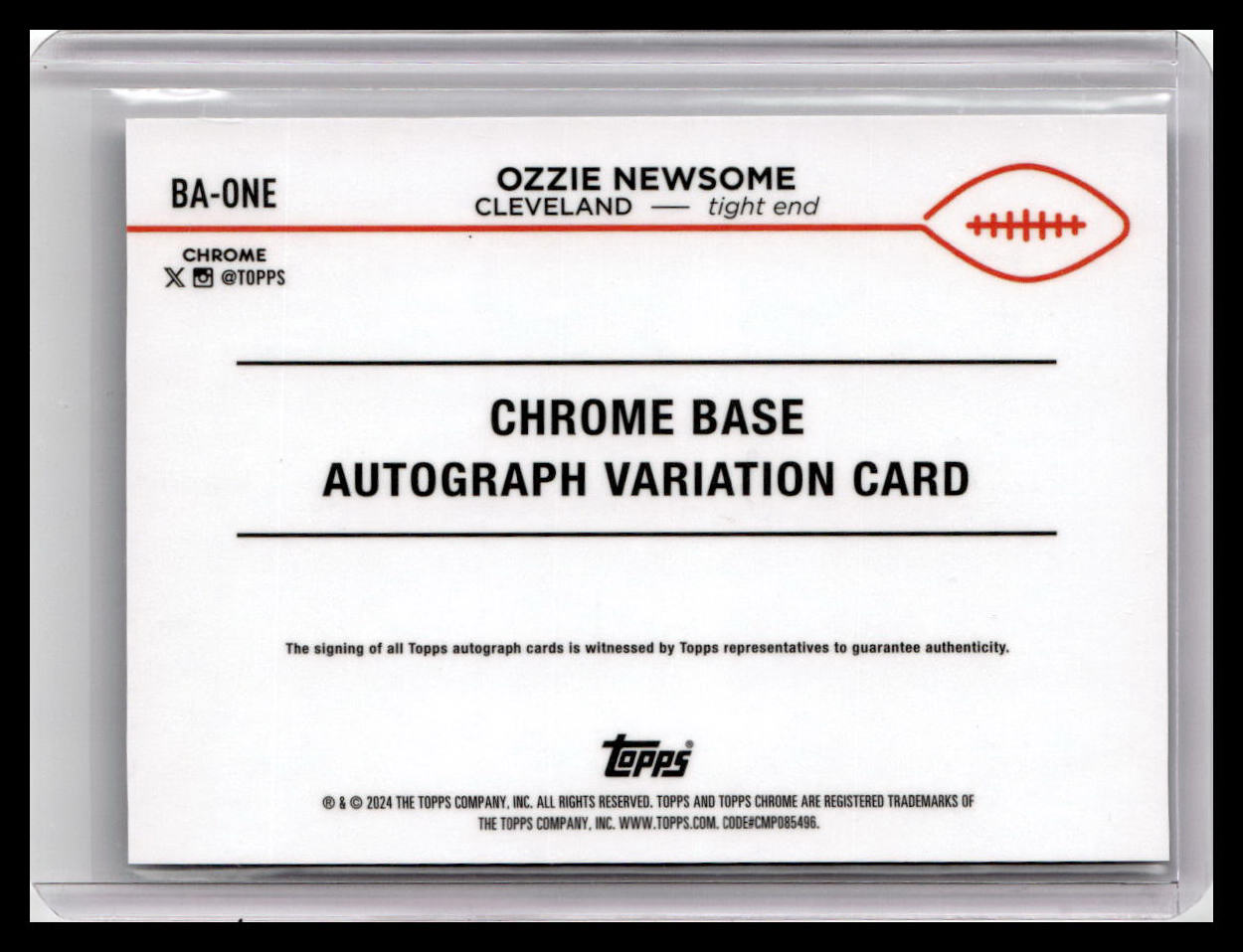 2024 Topps Chrome #BA-ONE Ozzie Newsome Autographs Aqua Refractor #/199