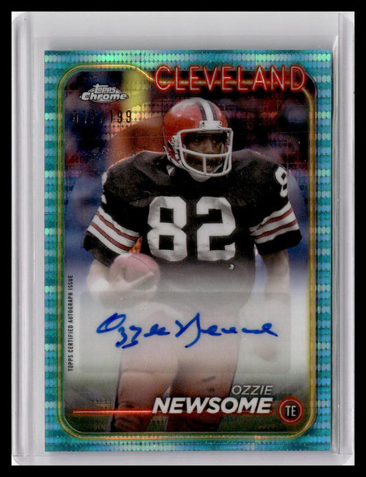 2024 Topps Chrome #BA-ONE Ozzie Newsome Autographs Aqua Refractor #/199