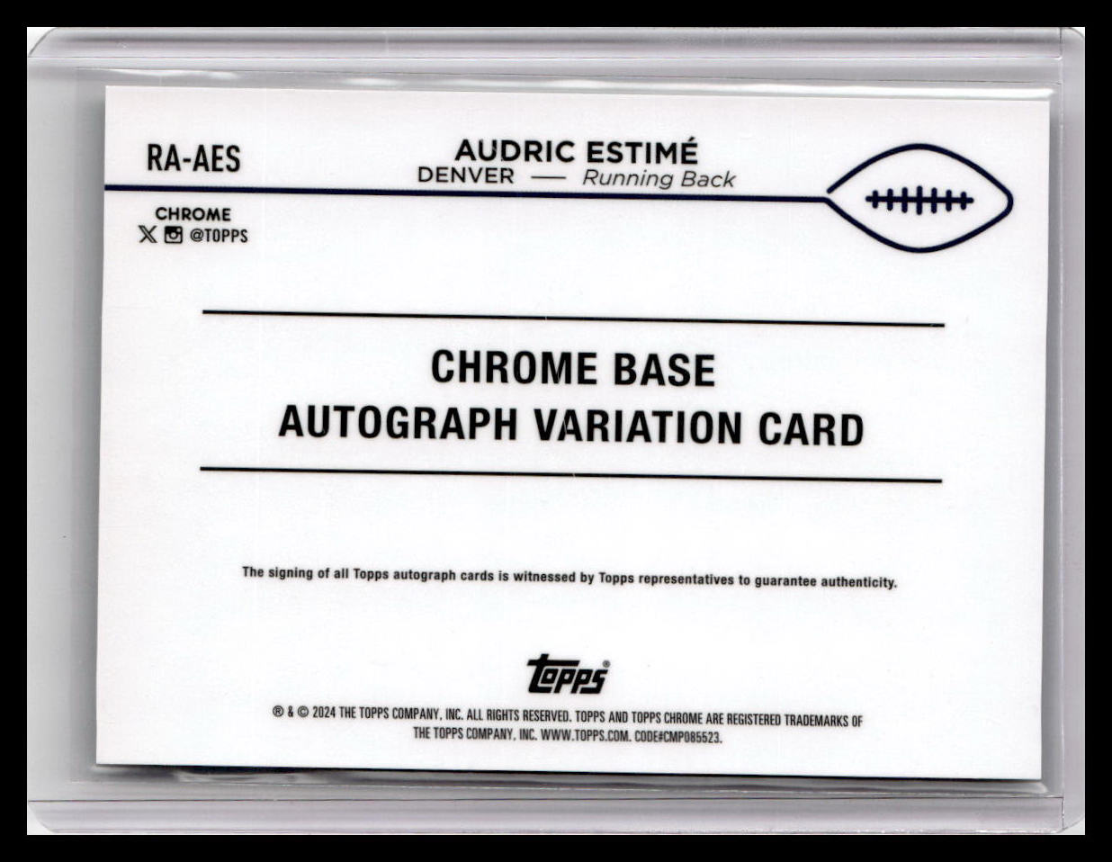 2024 Topps Chrome #RA-AES Audric Estimé Rookie Autographs Green Refractor #/99
