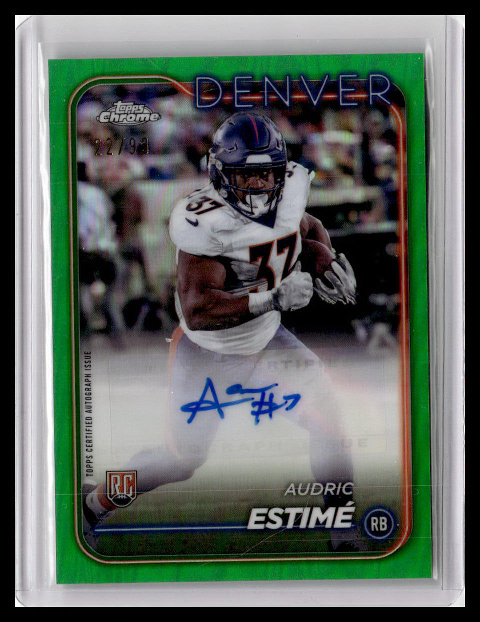 2024 Topps Chrome #RA-AES Audric Estimé Rookie Autographs Green Refractor #/99