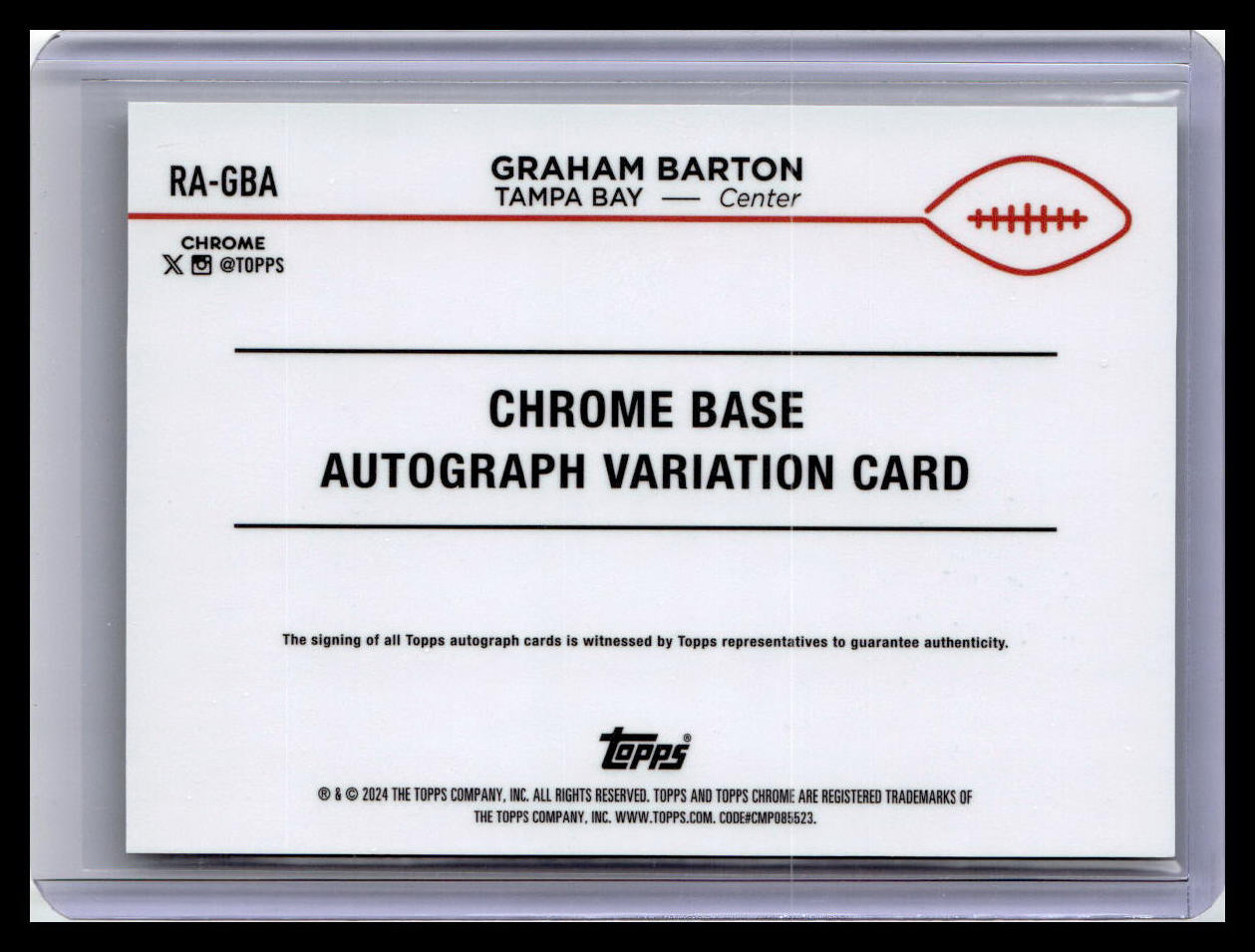 2024 Topps Chrome #RA-GBA Graham Barton Rookie Autographs Green Refractor /99