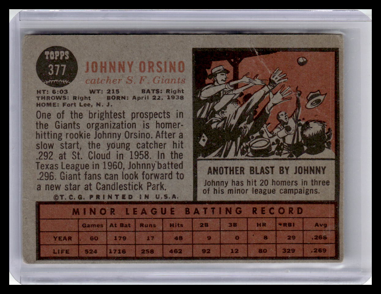 1962 Topps #377 Johnny Orsino