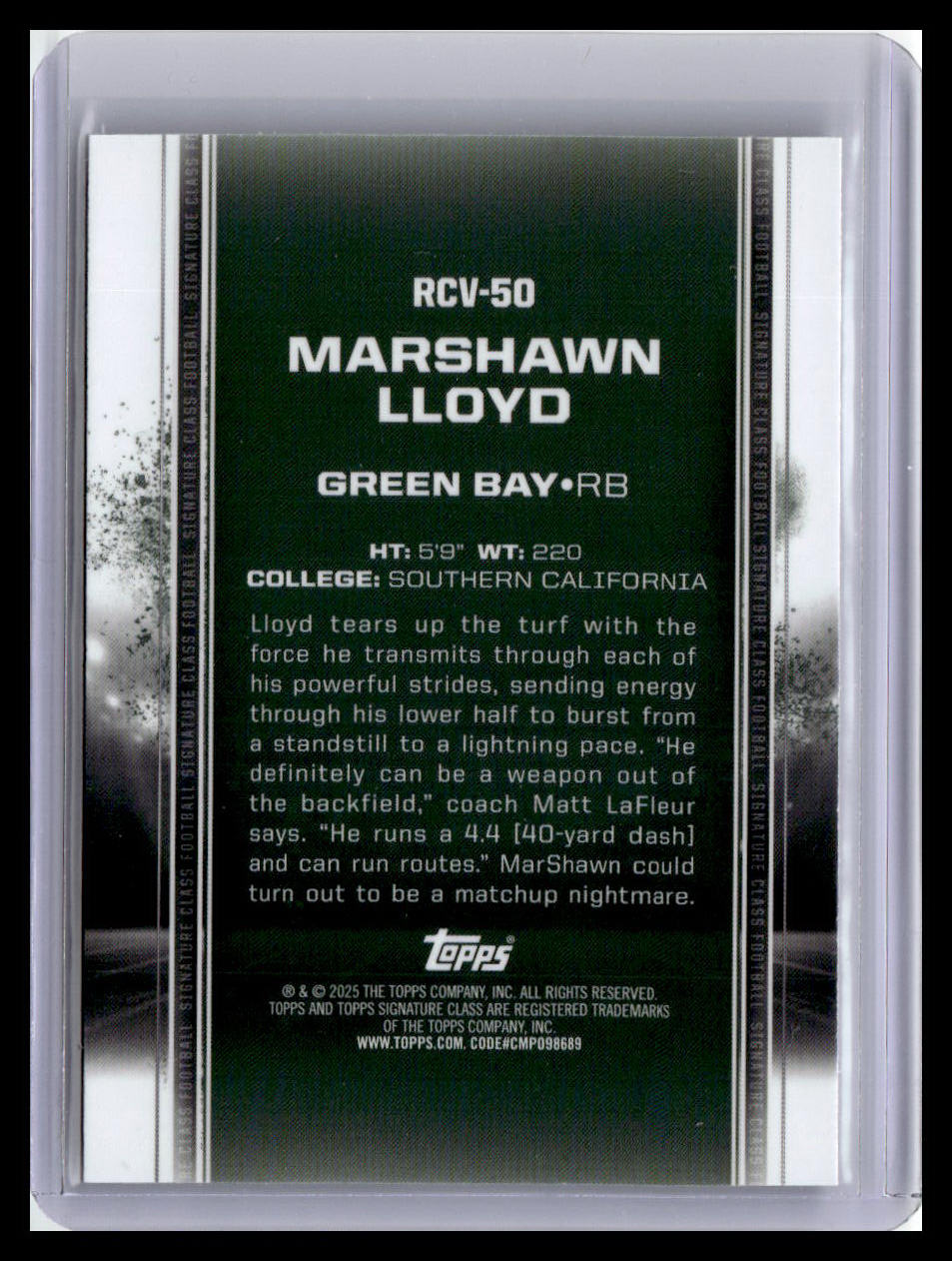 2024 Topps Signature Class #RCV-50 MarShawn Lloyd RC Chrome Variation Pandora 1