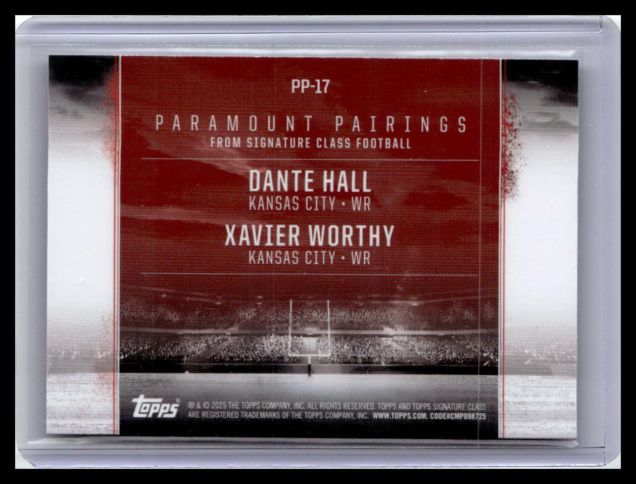 2024 Topps Signature Class #PP-17 Xavier Worthy / Dante Hall Paramount Pairings