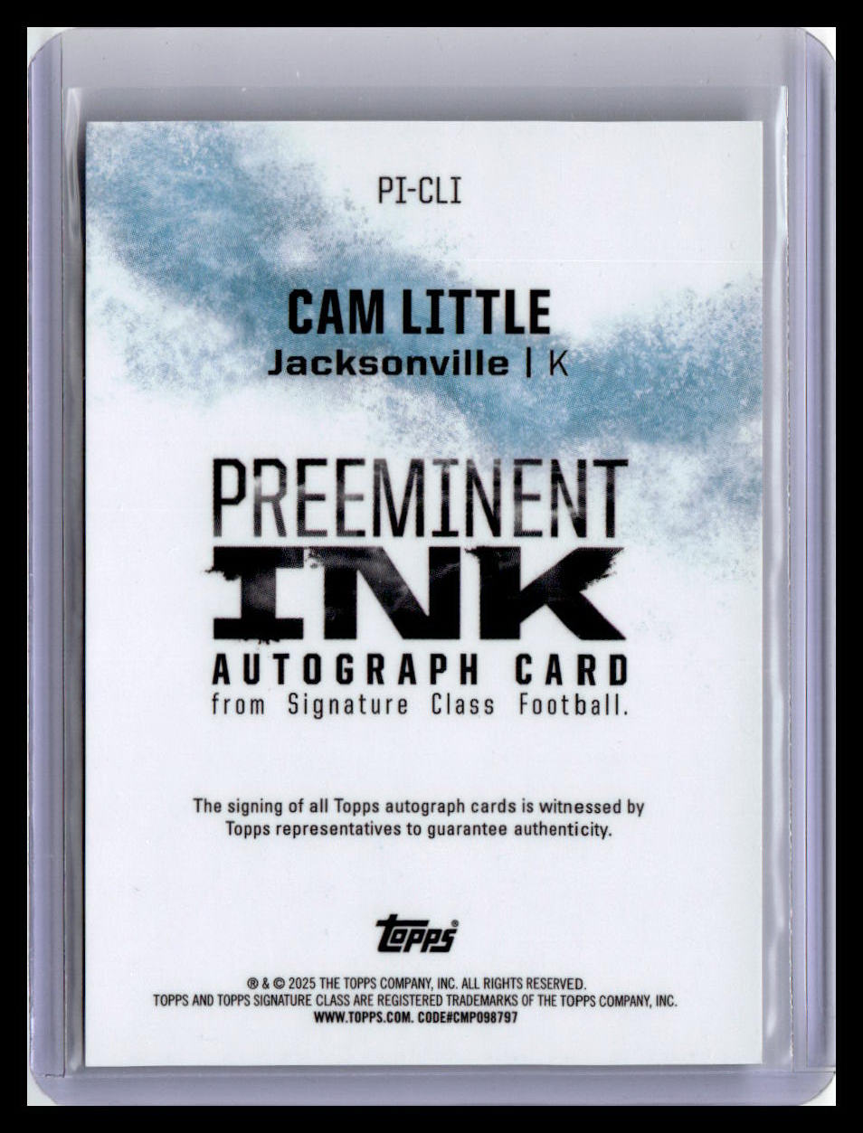 2024 Topps Signature Class #PI-CLI Cam Little Preeminent Ink Auto Orange 13/50