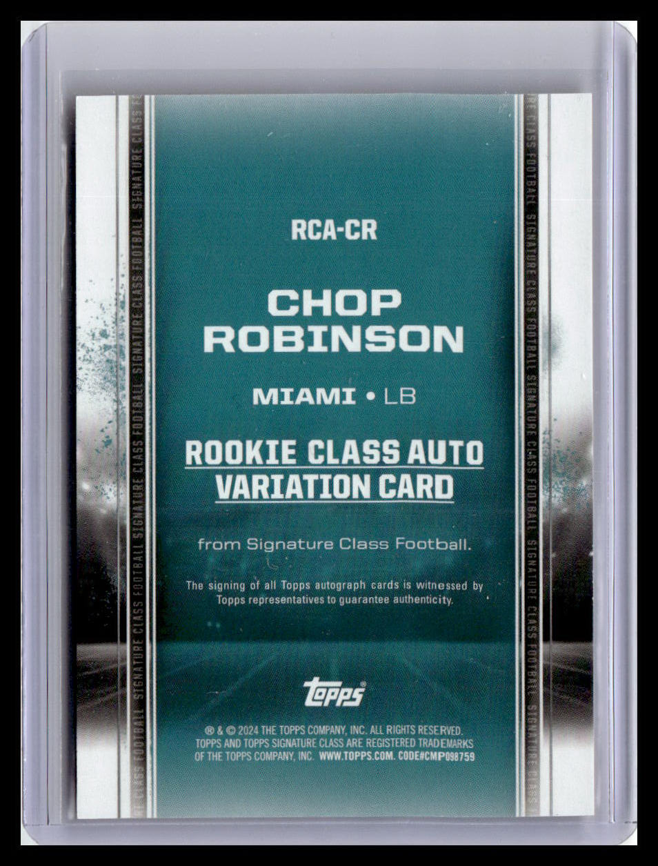2024 Topps Signature Class #RCA-CR Chop Robinson RC Auto Variation Red 10/25