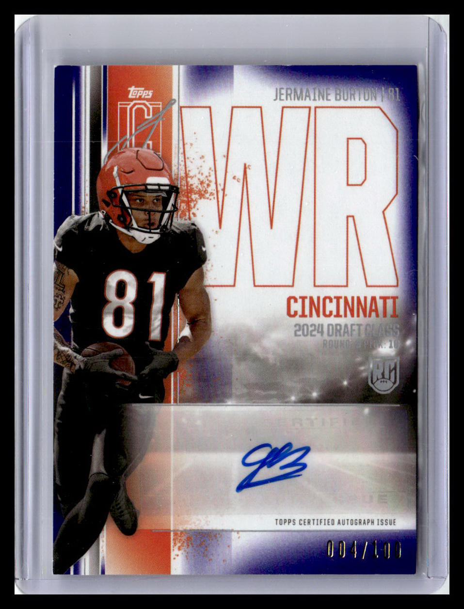 2024 Topps Signature Class #RCA-JBR Jermaine Burton Rookie Auto Purple 4/100