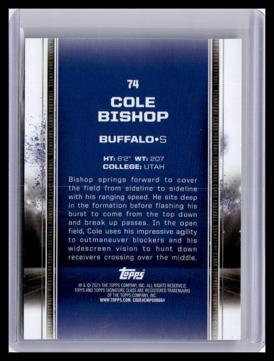 2024 Topps Signature Class #74 Cole Bishop Orange 47/50