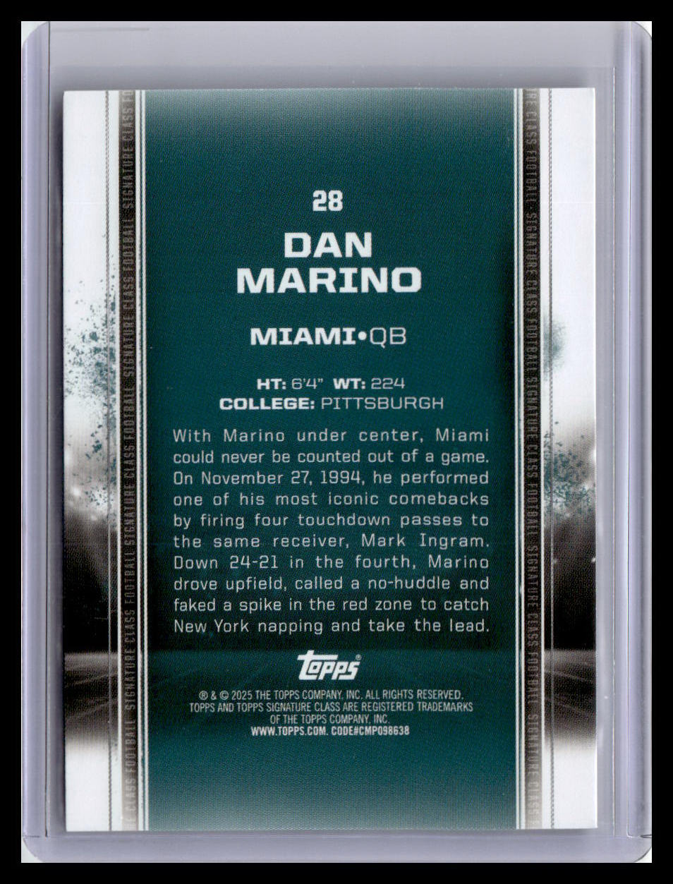 2024 Topps Signature Class #28 Dan Marino Bronze