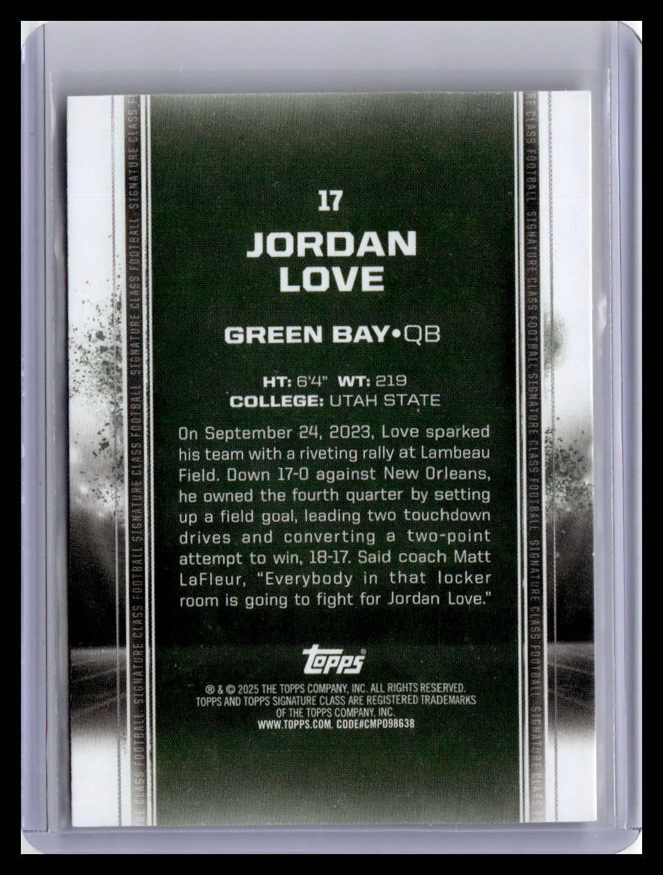 2024 Topps Signature Class #17 Jordan Love Red & Yellow