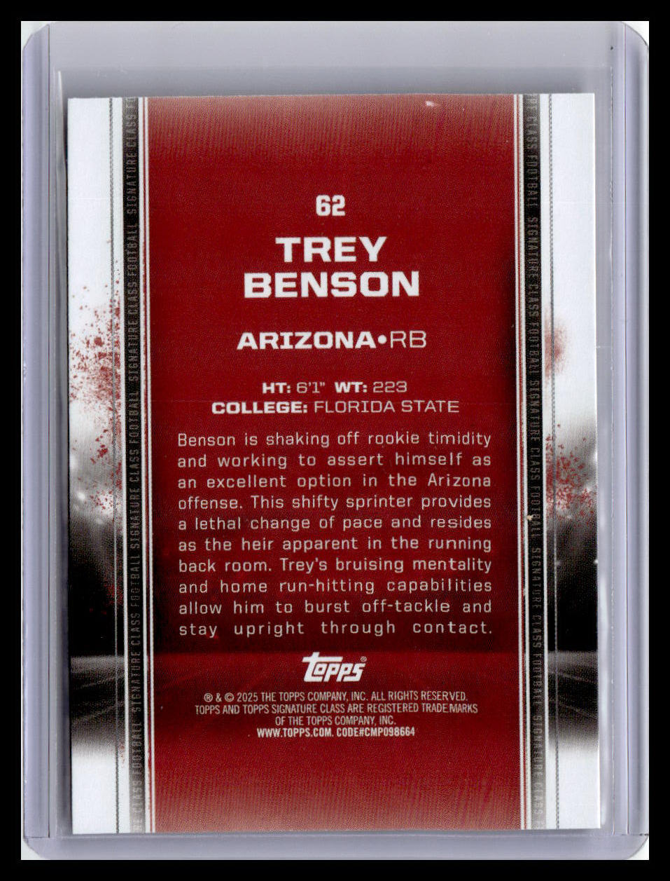 2024 Topps Signature Class #62 Trey Benson Blue & Orange