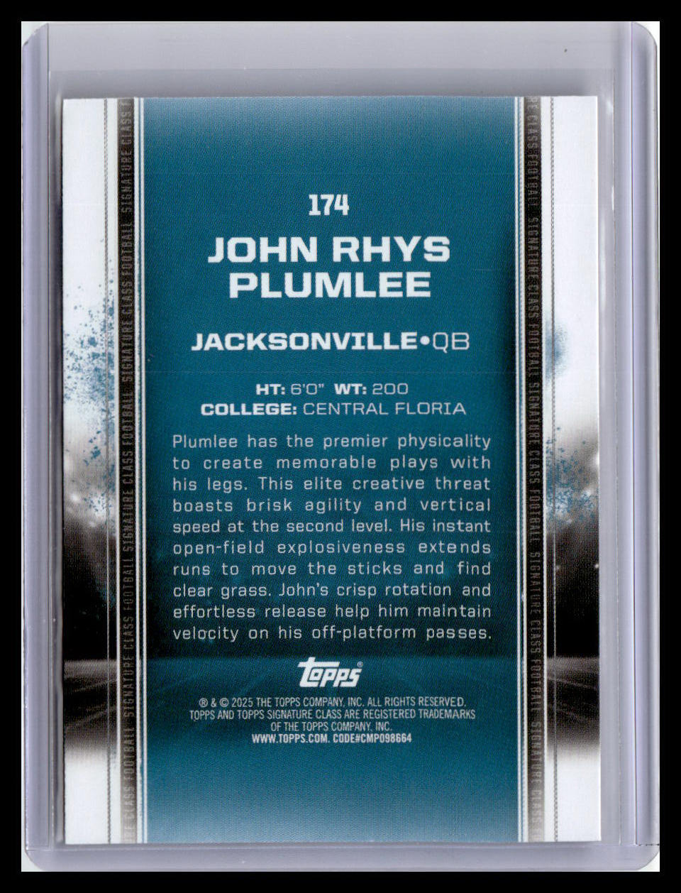 2024 Topps Signature Class #174 John Rhys Plumlee Bronze