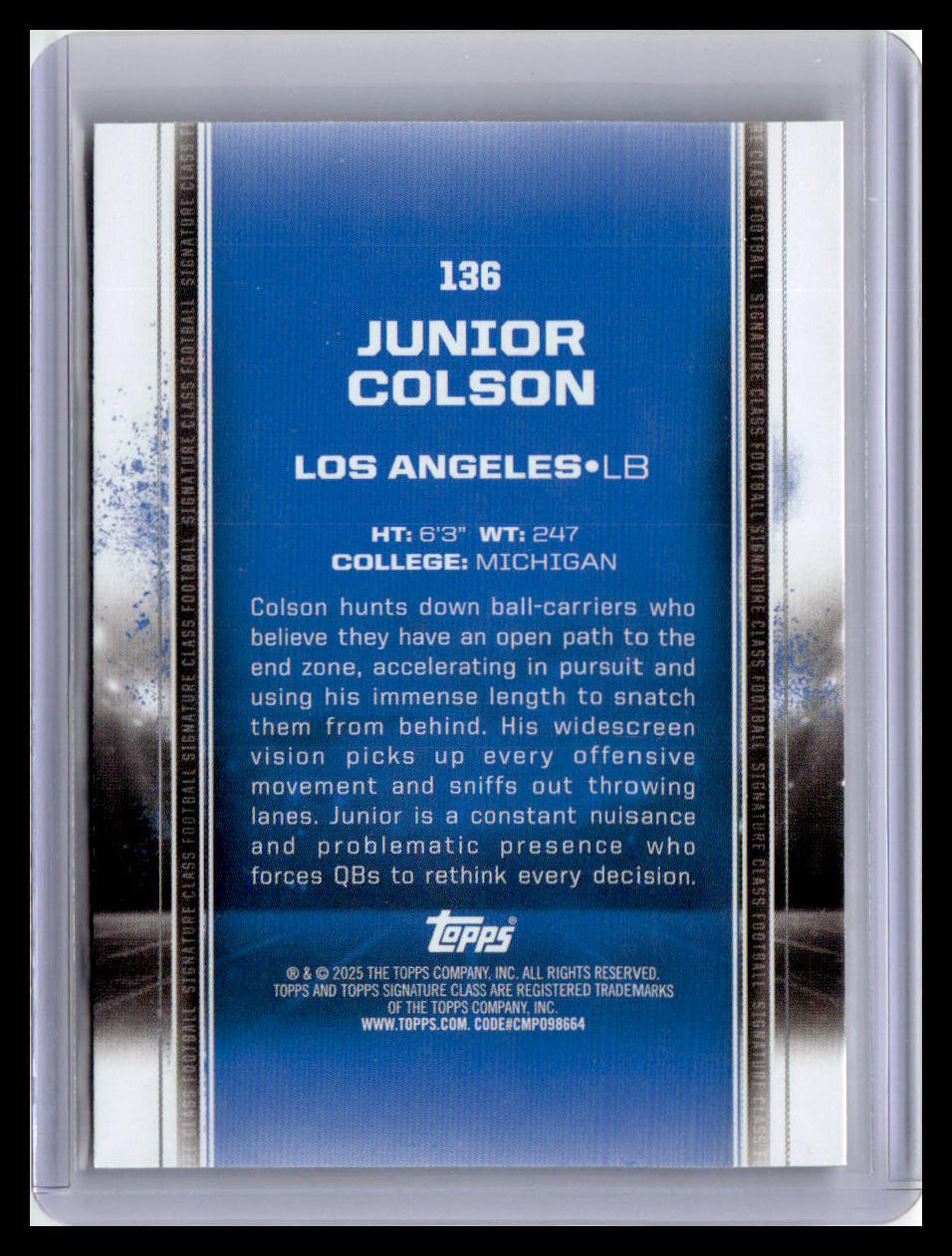 2024 Topps Signature Class #136 Junior Colson Bronze