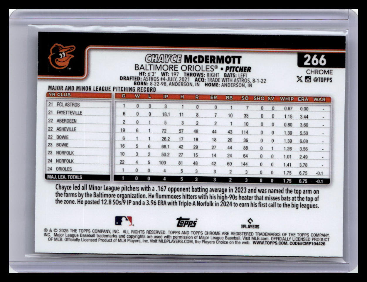 2025 Topps Chrome Logofractor Edition #266 Chayce McDermott