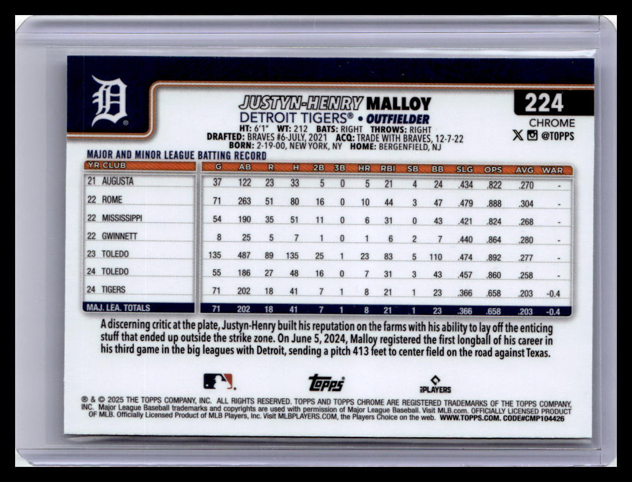 2025 Topps Chrome Logofractor Edition #224 Justyn-Henry Malloy