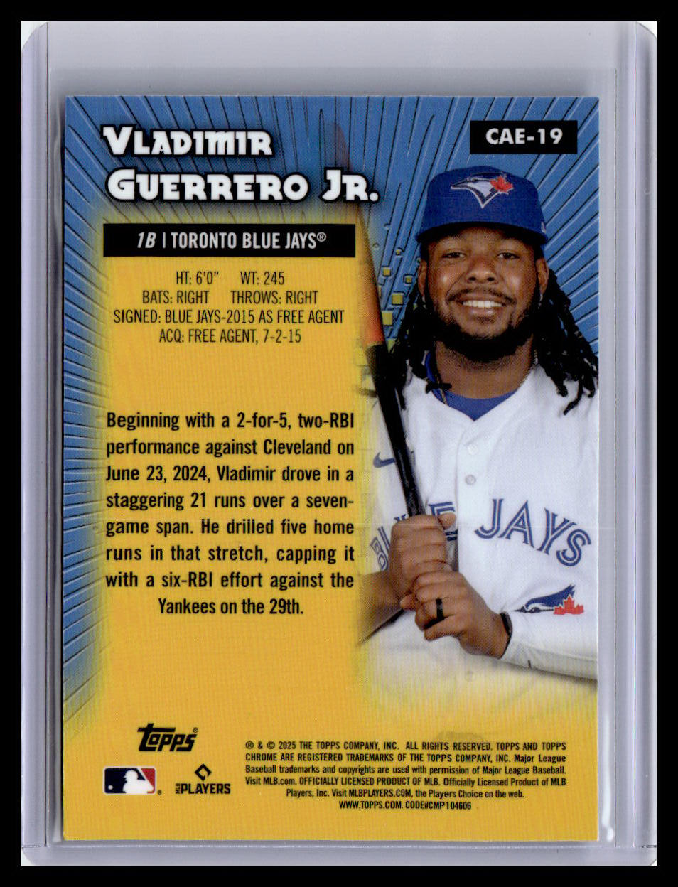 2025 Topps Chrome Logofractor Edition #CAE-19 Vladimir Guerrero Jr. All Etch