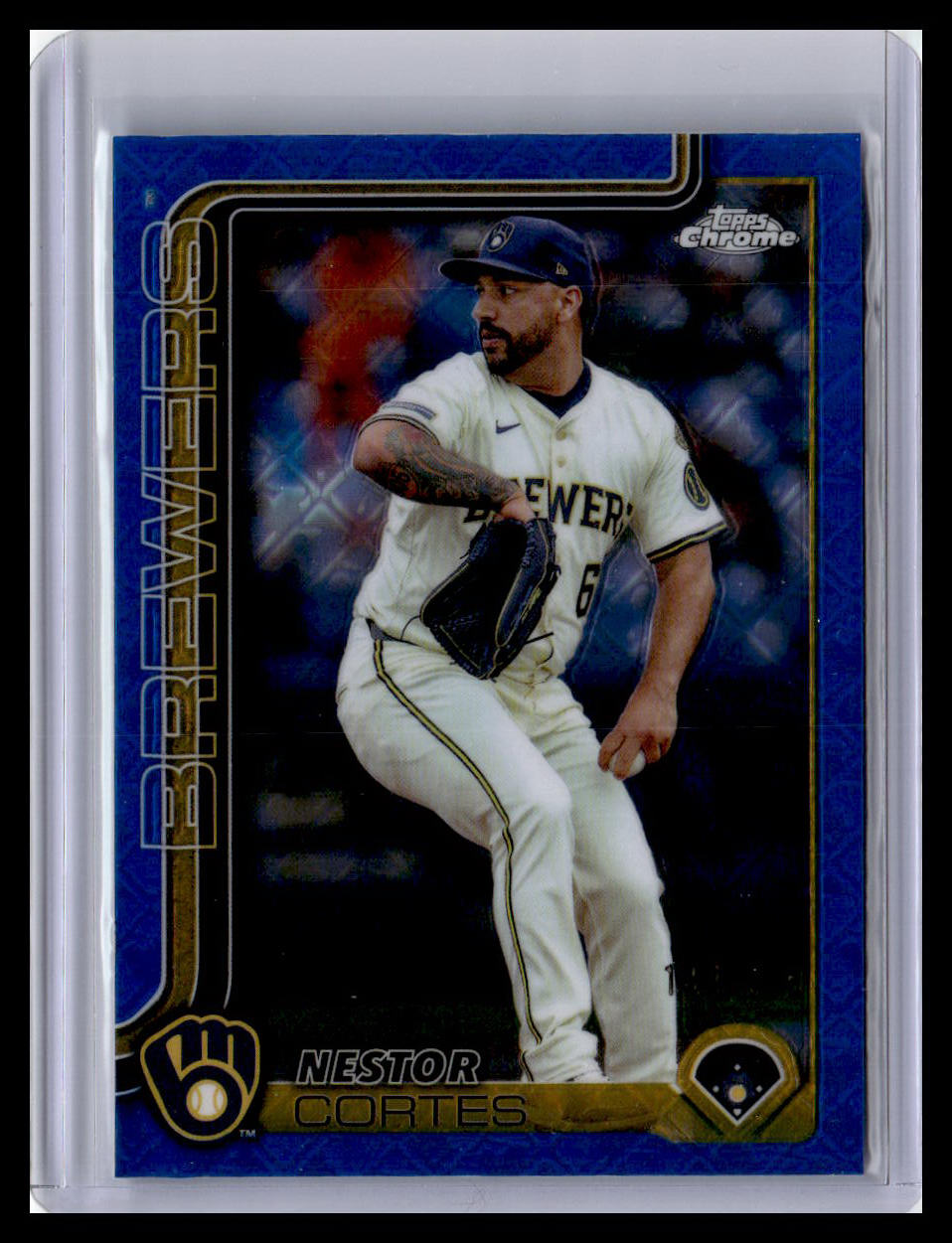 2025 Topps Chrome Logofractor Edition #22 Nestor Cortes Blue Refractors #/150