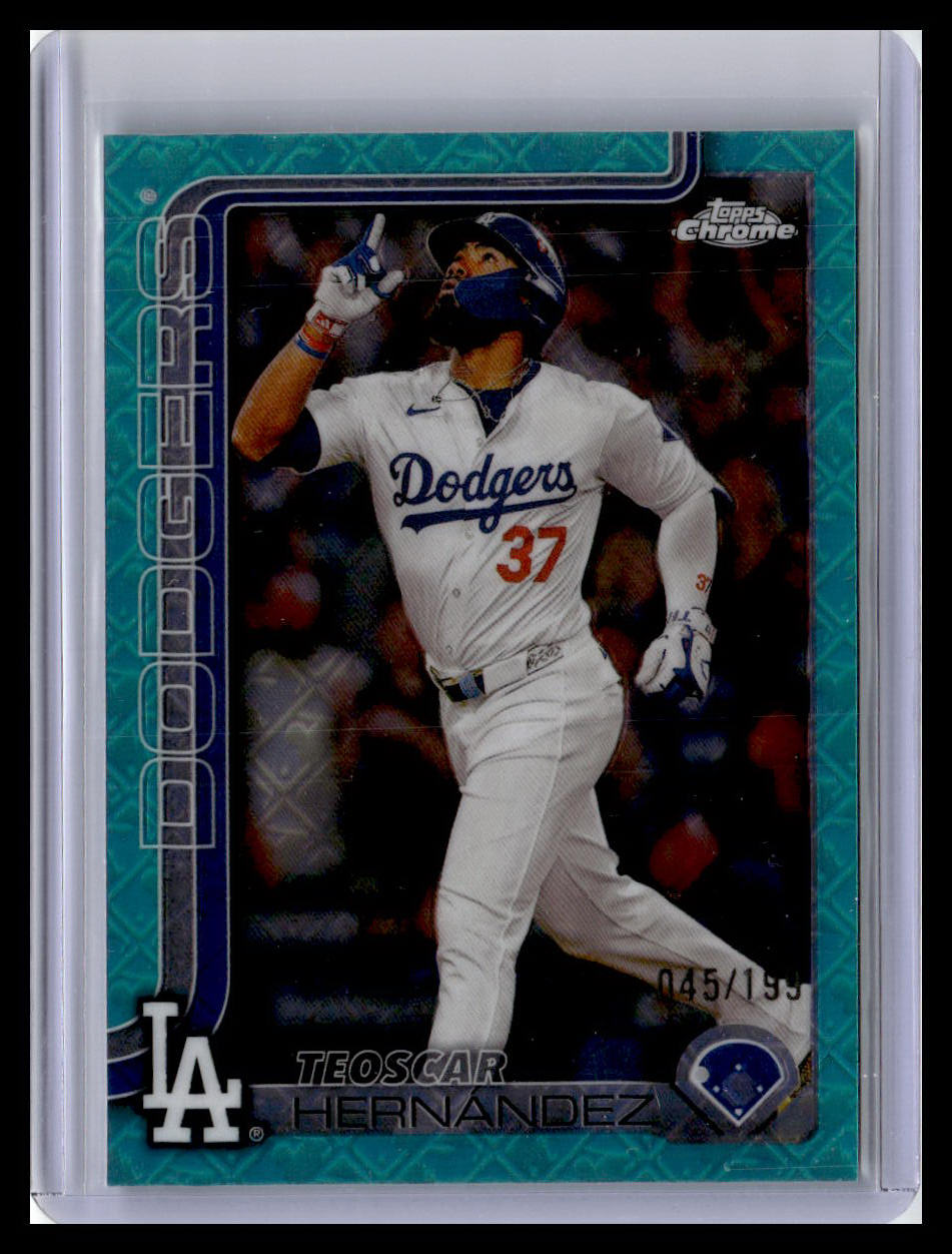 2025 Topps Chrome Logofractor Edition #128 Teoscar Hernández Aqua 45/199