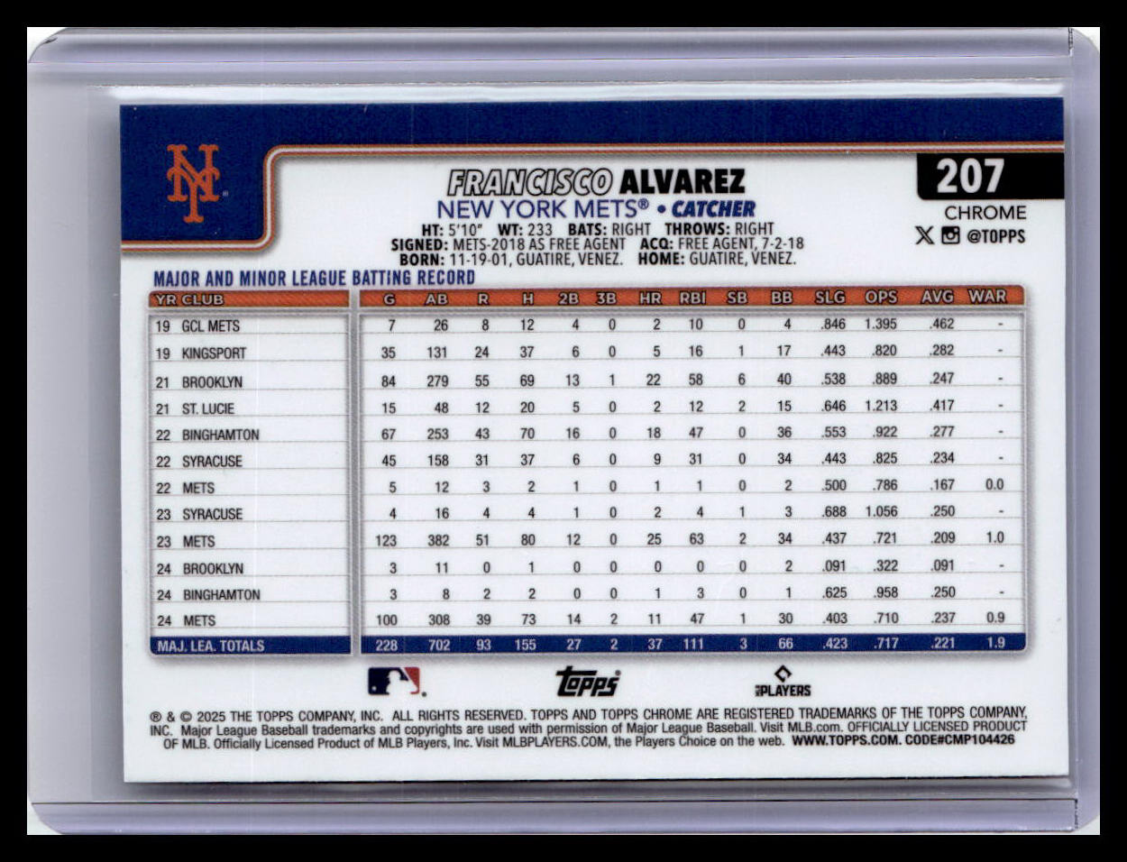 2025 Topps Chrome #207 Francisco Alvarez