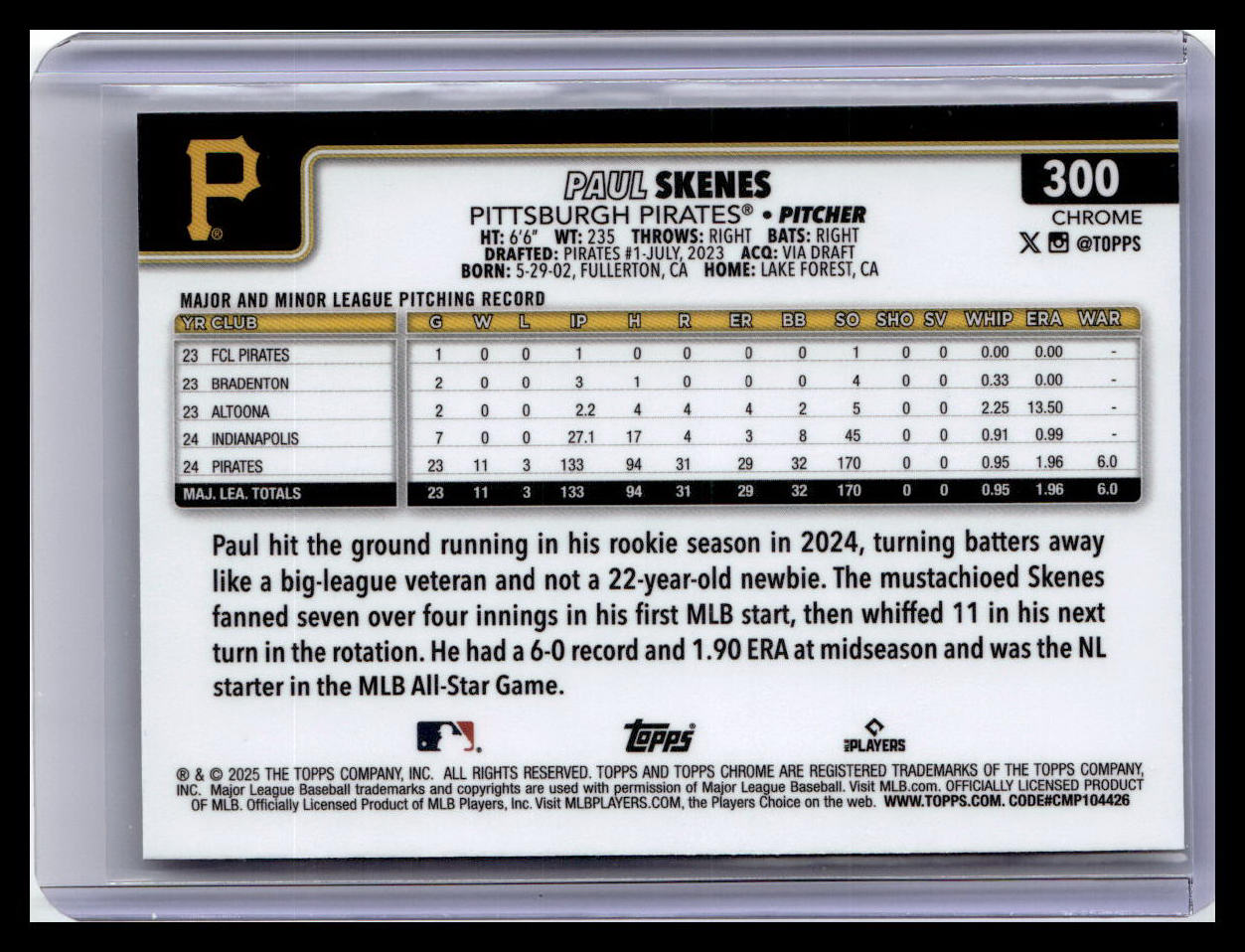 2025 Topps Chrome #300 Paul Skenes