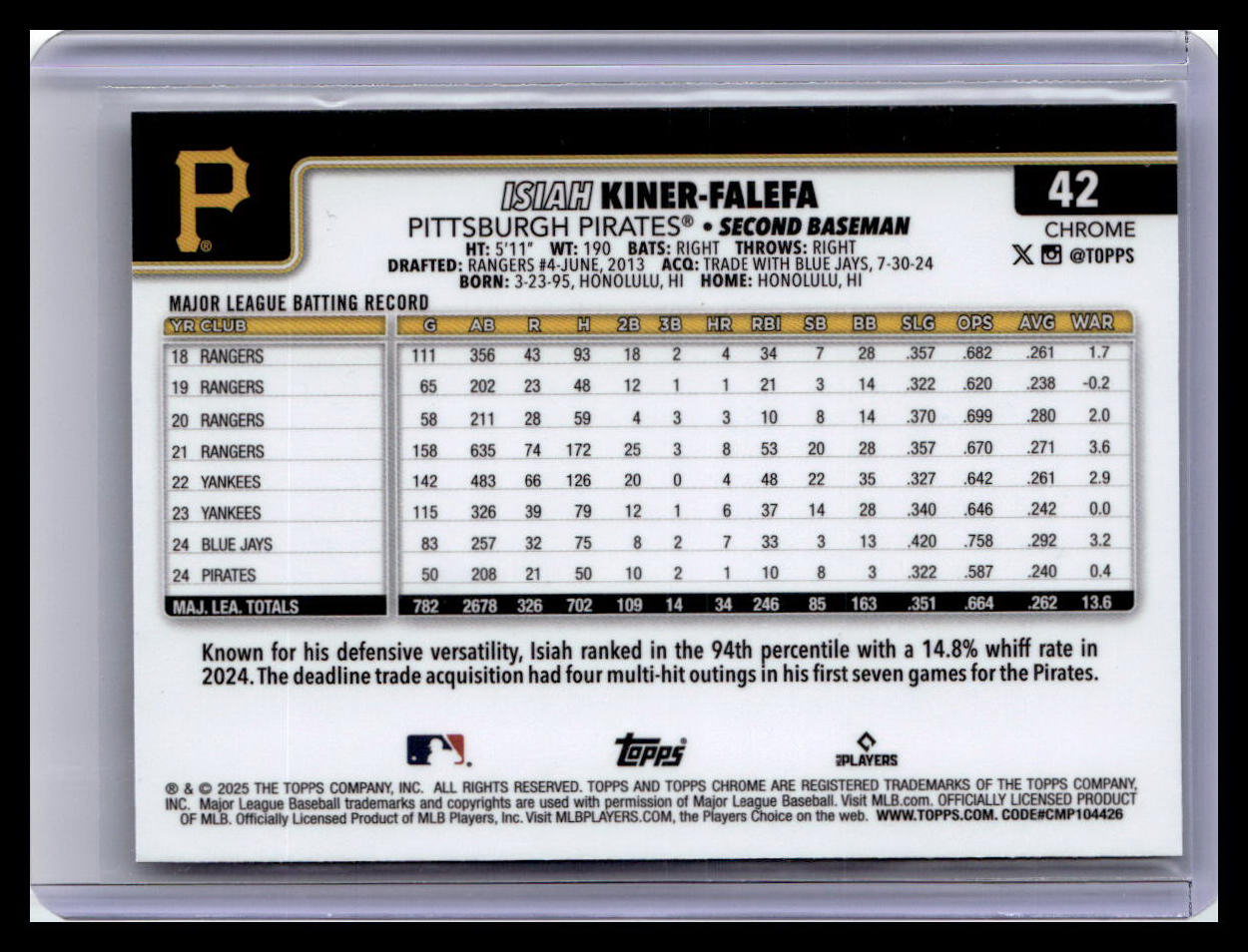 2025 Topps Chrome #42 Isiah Kiner-Falefa