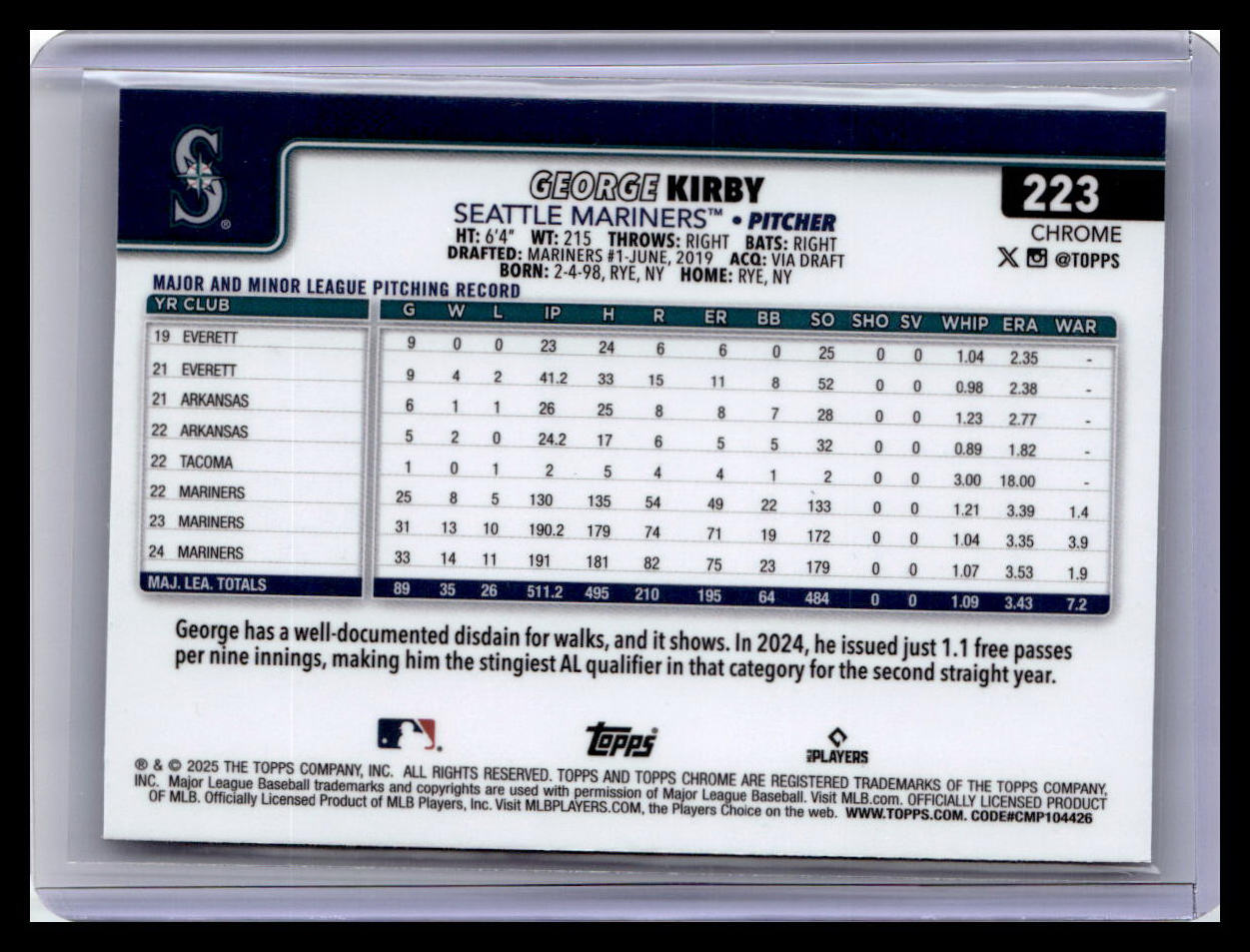 2025 Topps Chrome #223 George Kirby