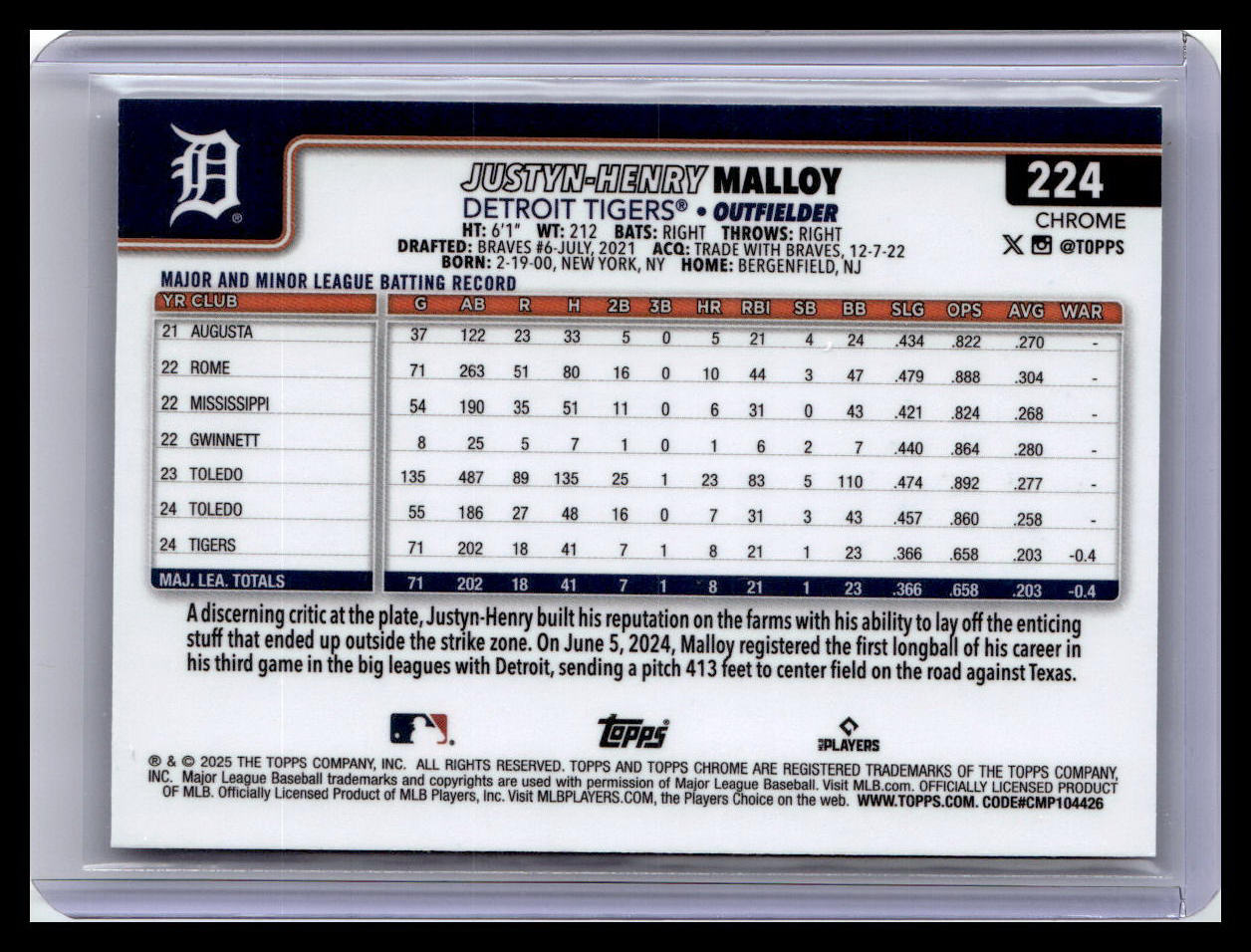2025 Topps Chrome #224 Justyn-Henry Malloy