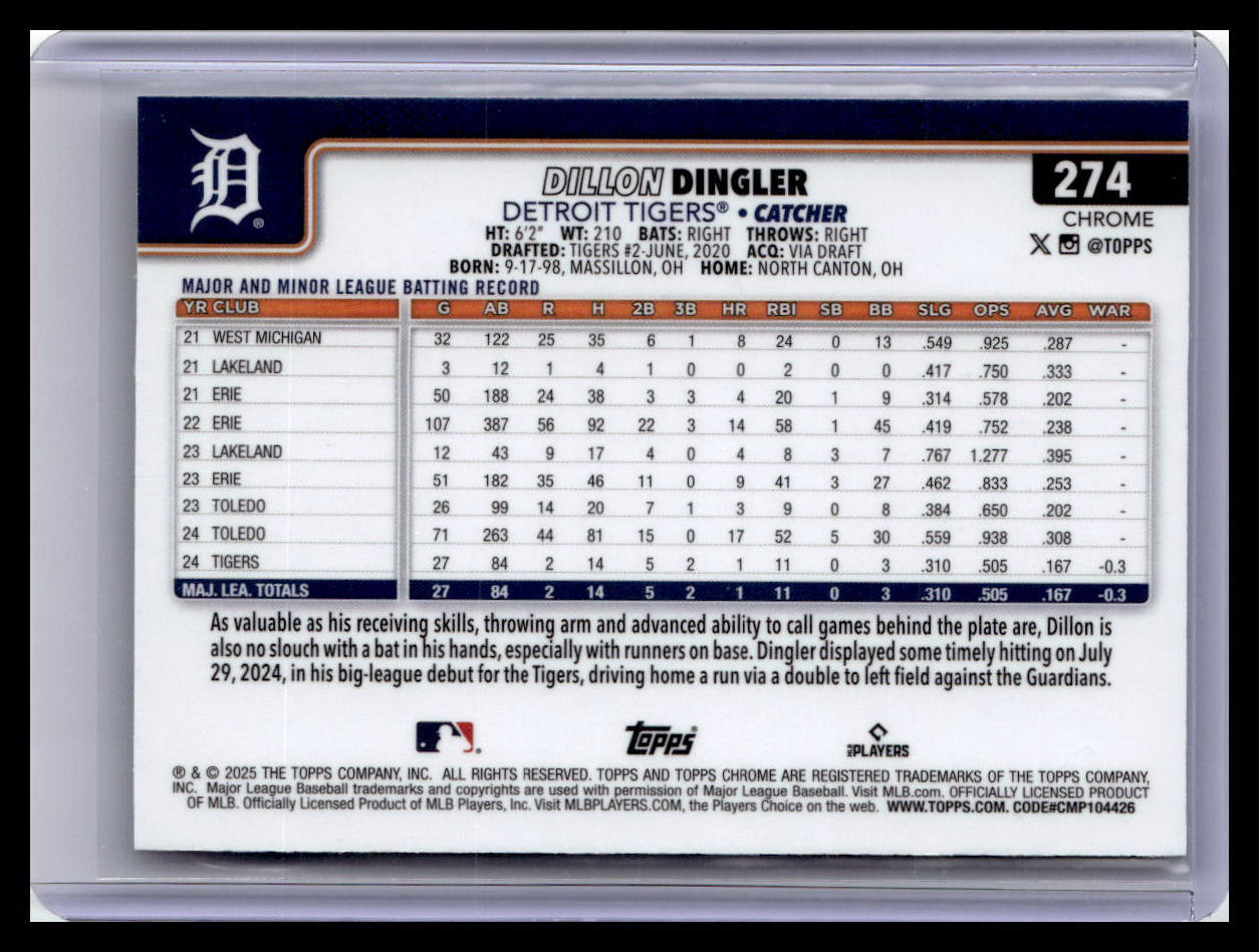 2025 Topps Chrome #274 Dillon Dingler