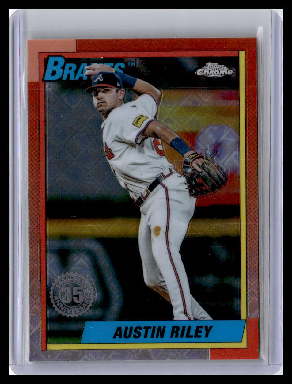 2025 Topps Chrome Logofractor Edition #90CB-1 Austin Riley 1990 Topps Baseball