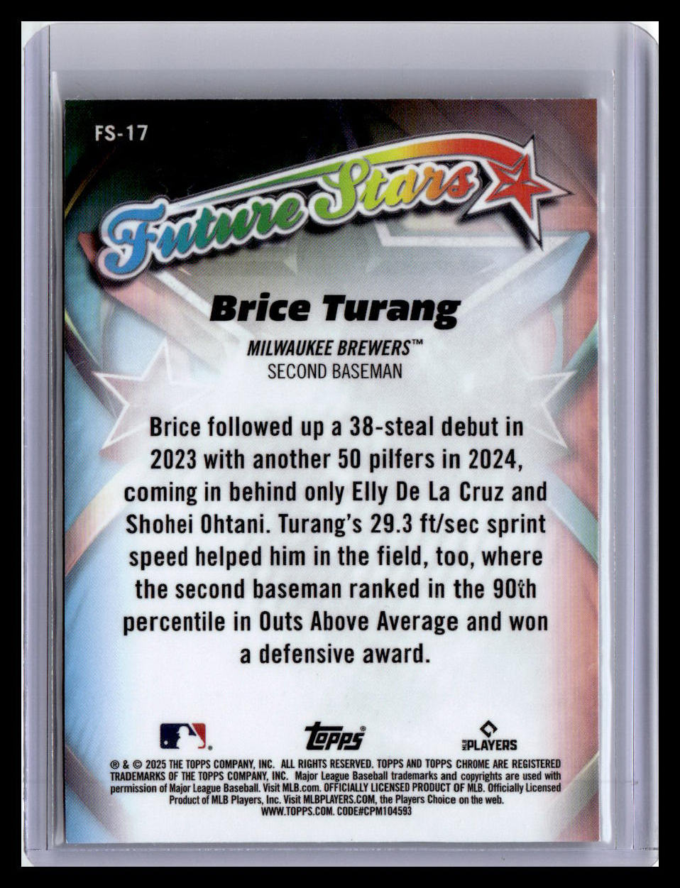 2025 Topps Chrome #FS-17 Brice Turang Future Stars