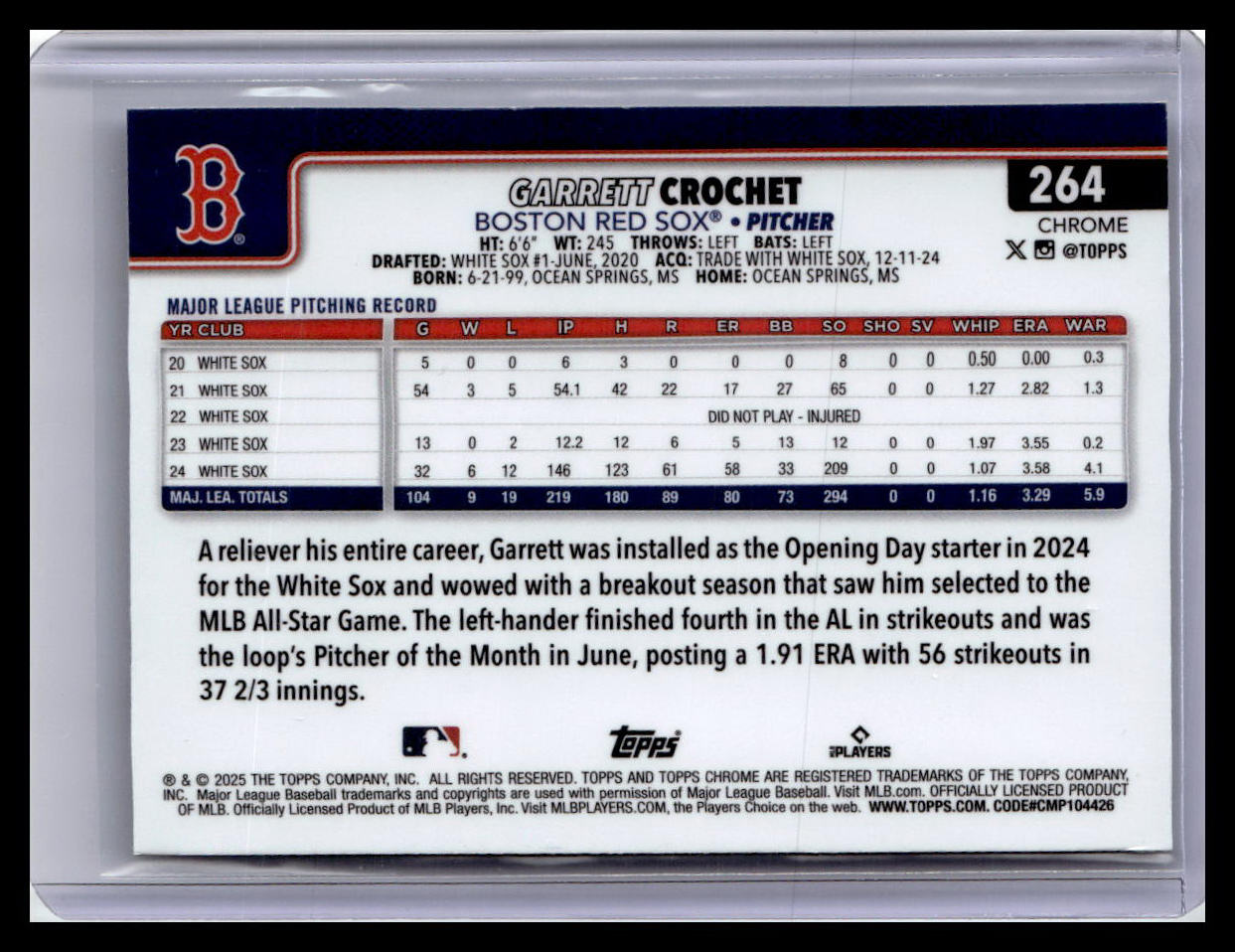 2025 Topps Chrome #264 Garrett Crochet