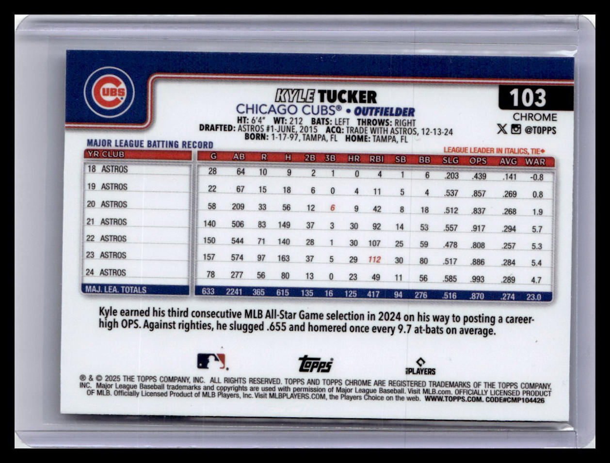 2025 Topps Chrome #103 Kyle Tucker