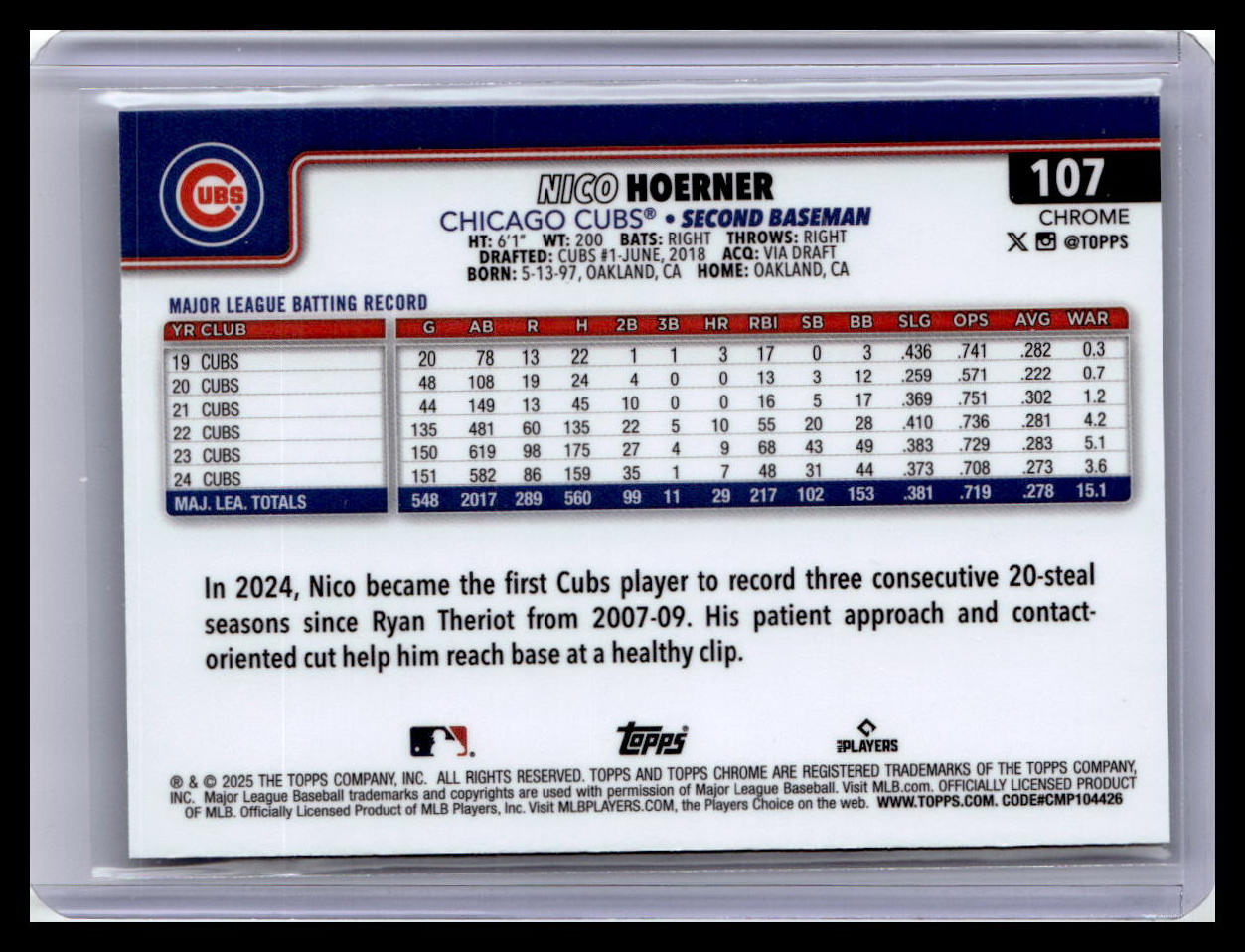 2025 Topps Chrome #107 Nico Hoerner