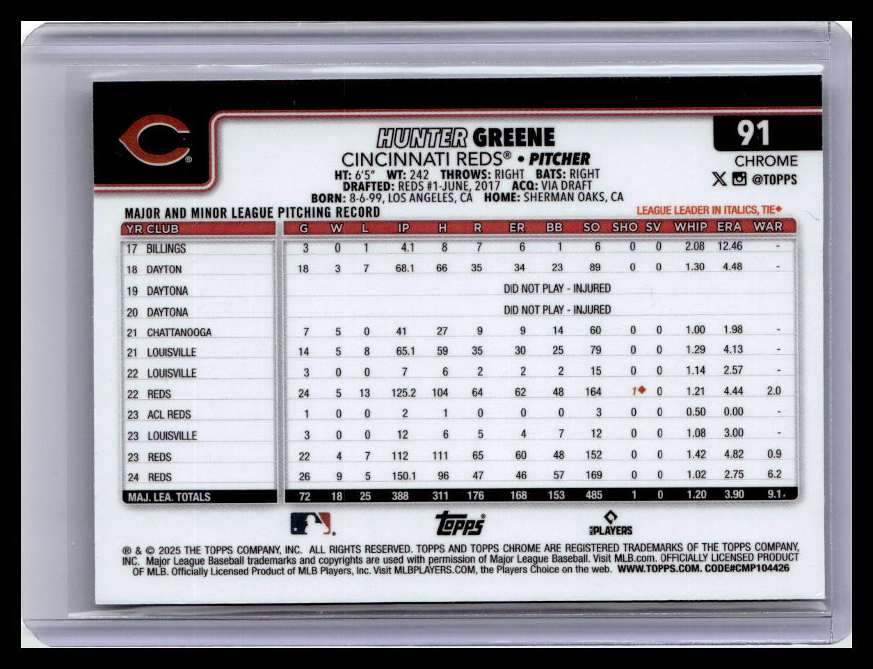 2025 Topps Chrome #91 Hunter Greene