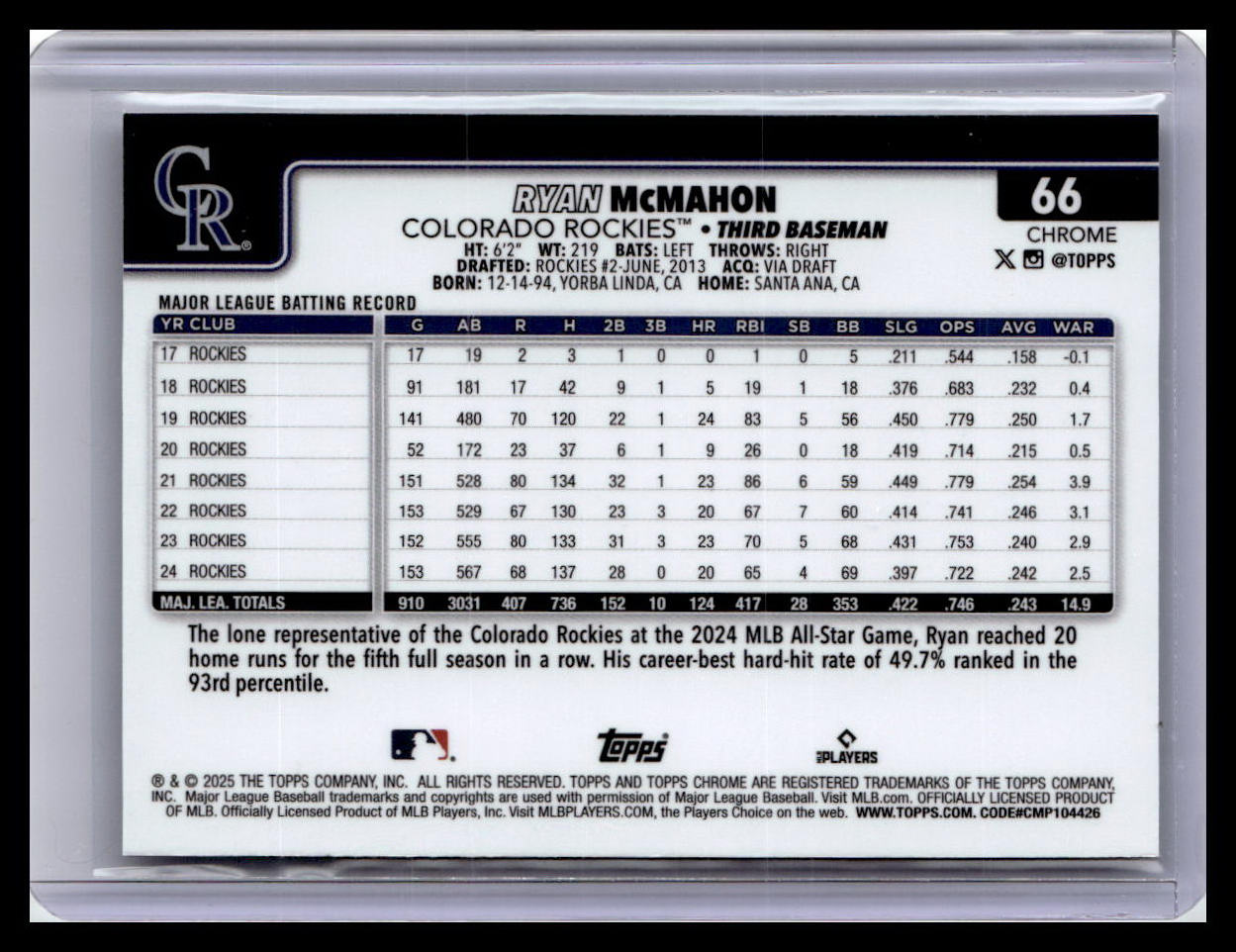 2025 Topps Chrome #66 Ryan McMahon