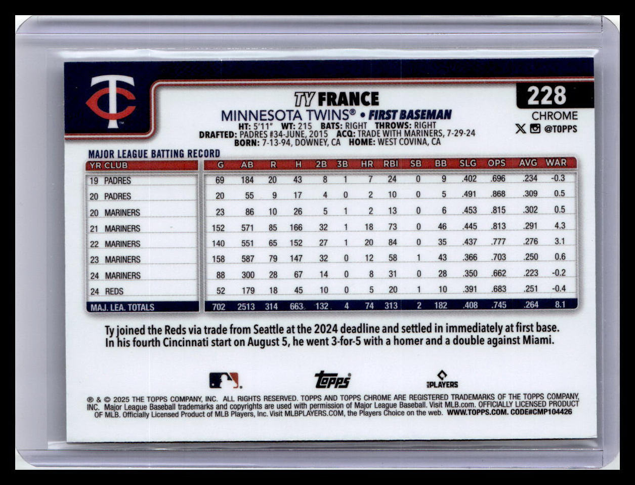 2025 Topps Chrome #228 Ty France
