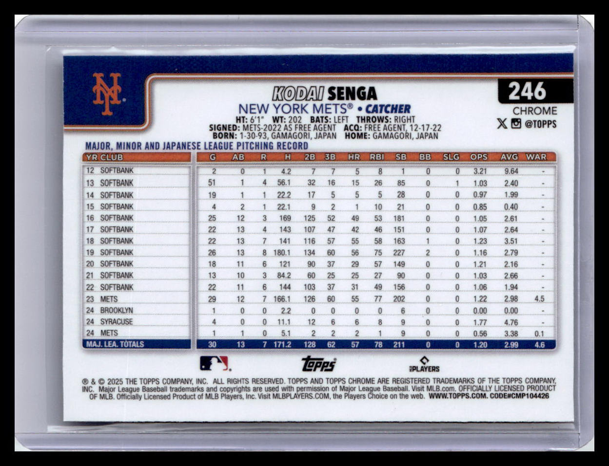 2025 Topps Chrome #246 Kodai Senga