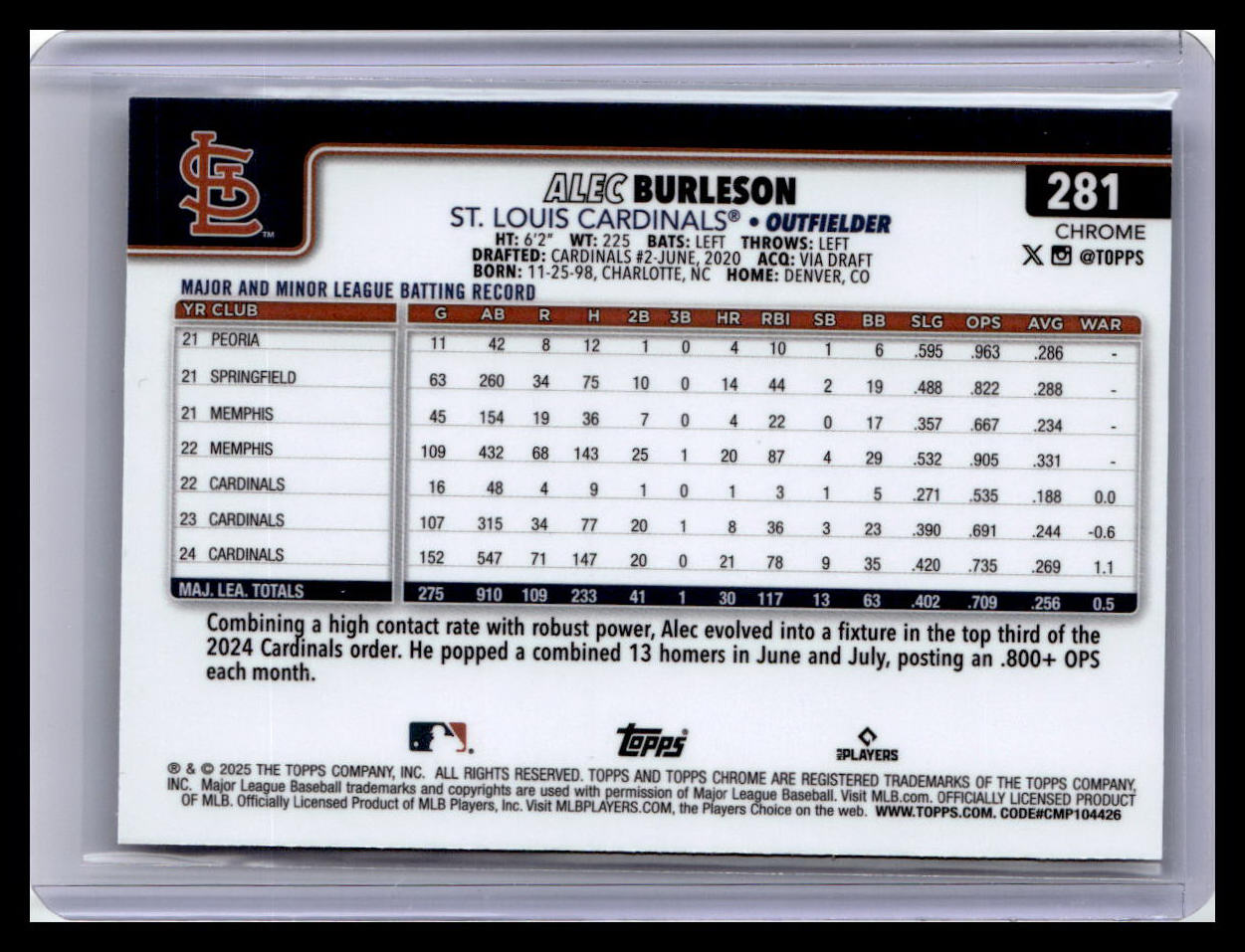 2025 Topps Chrome #281 Alec Burleson
