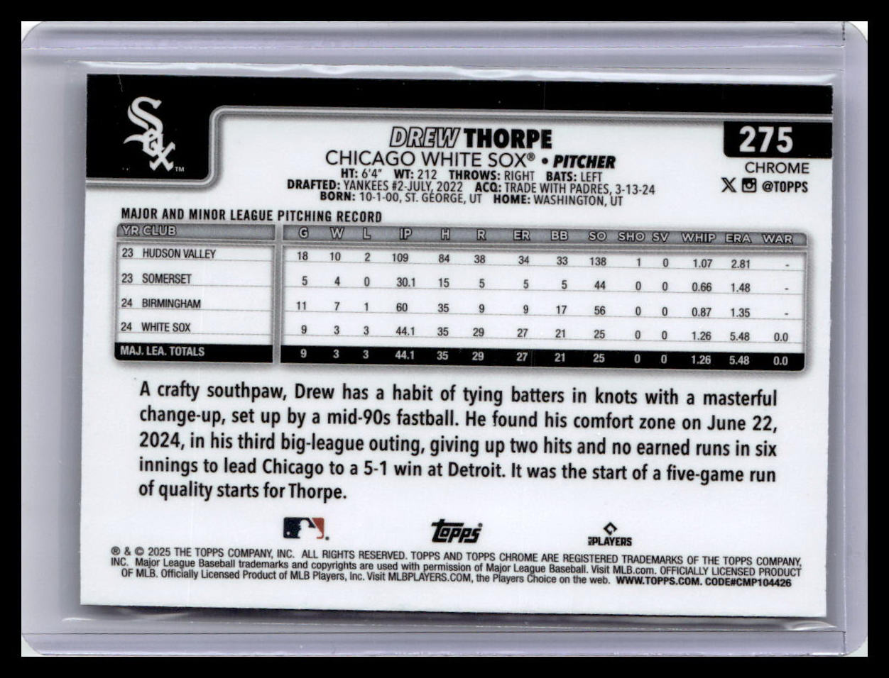 2025 Topps Chrome #275 Drew Thorpe