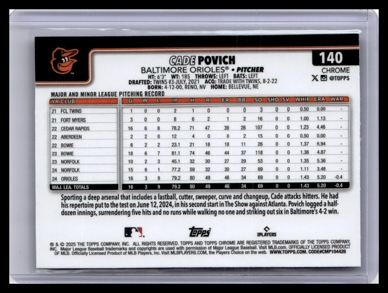 2025 Topps Chrome #140 Cade Povich
