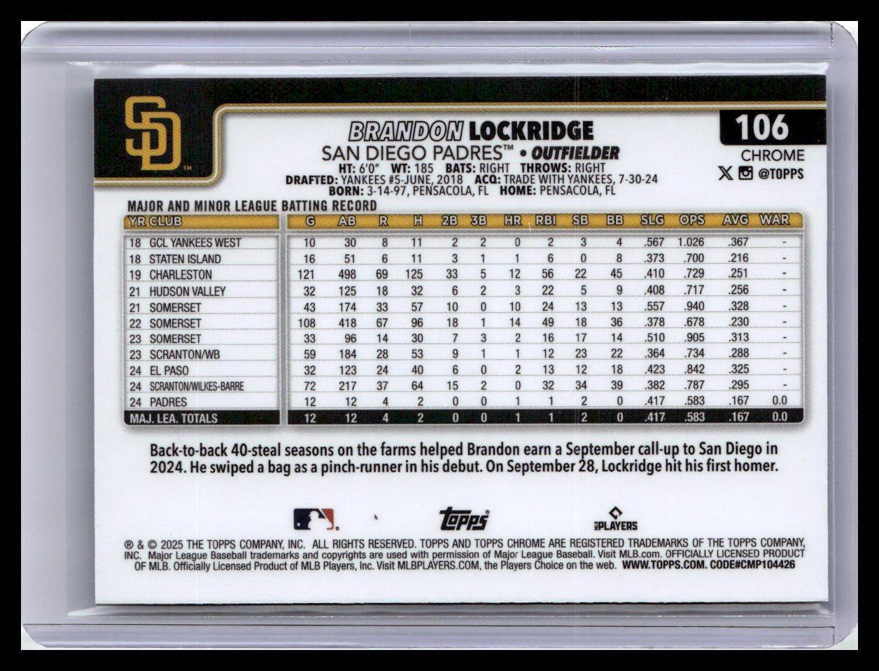 2025 Topps Chrome #106 Brandon Lockridge