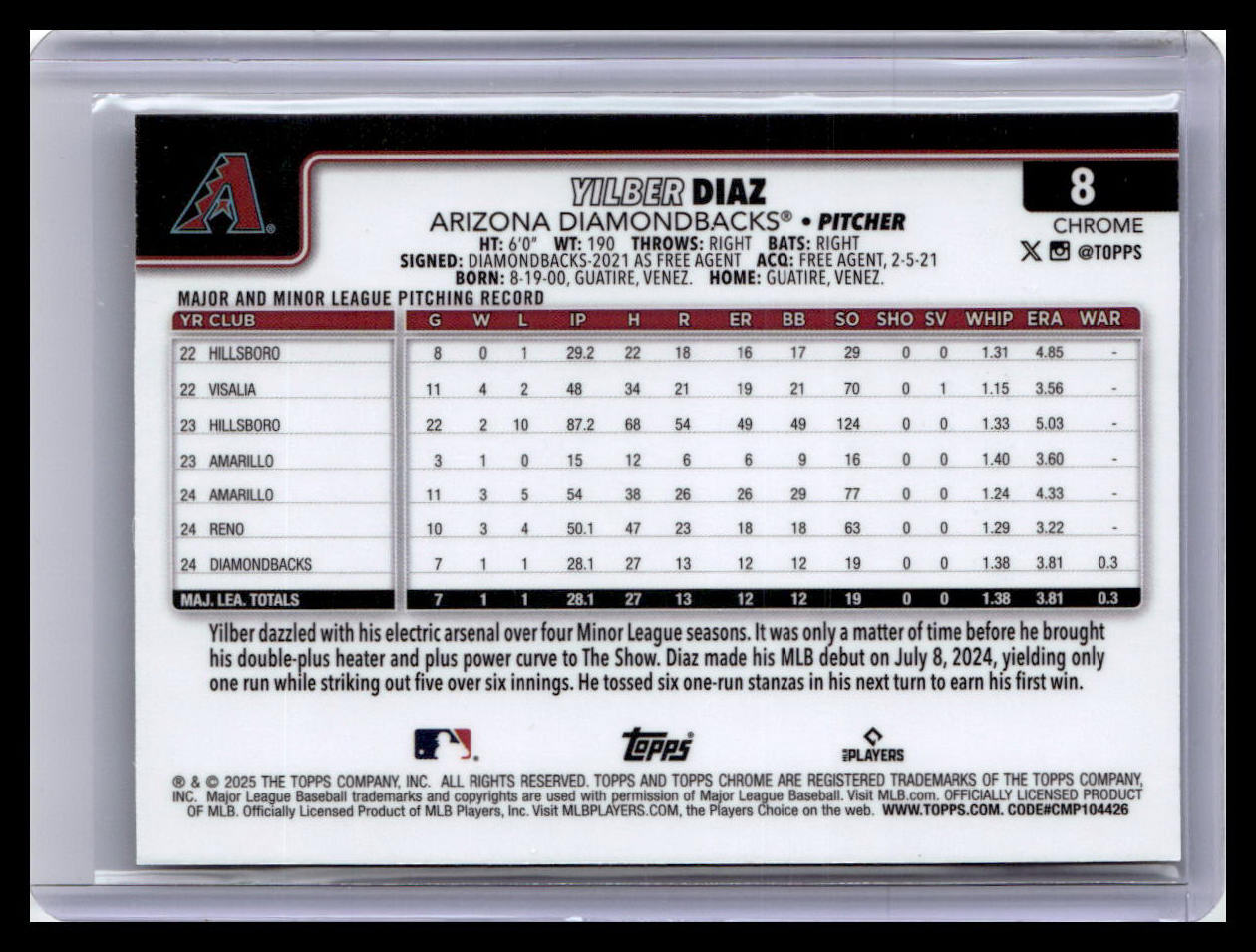 2025 Topps Chrome #8 Yilber Diaz
