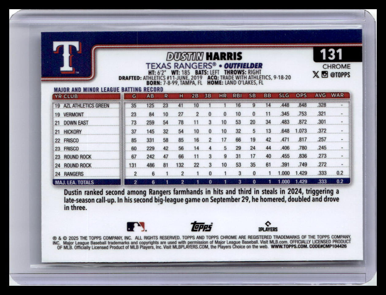 2025 Topps Chrome #131 Dustin Harris