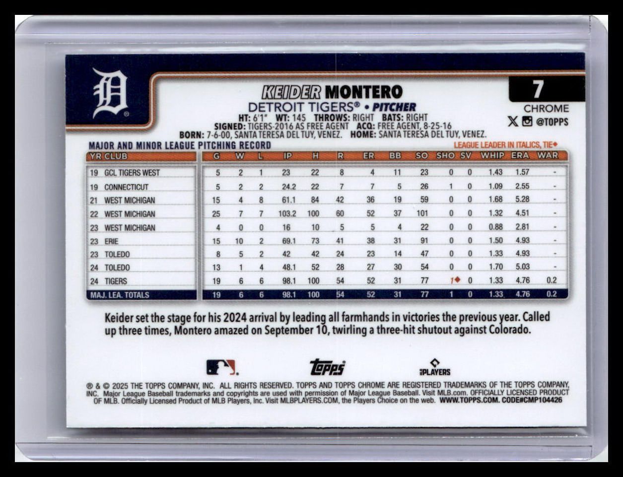 2025 Topps Chrome #7 Keider Montero