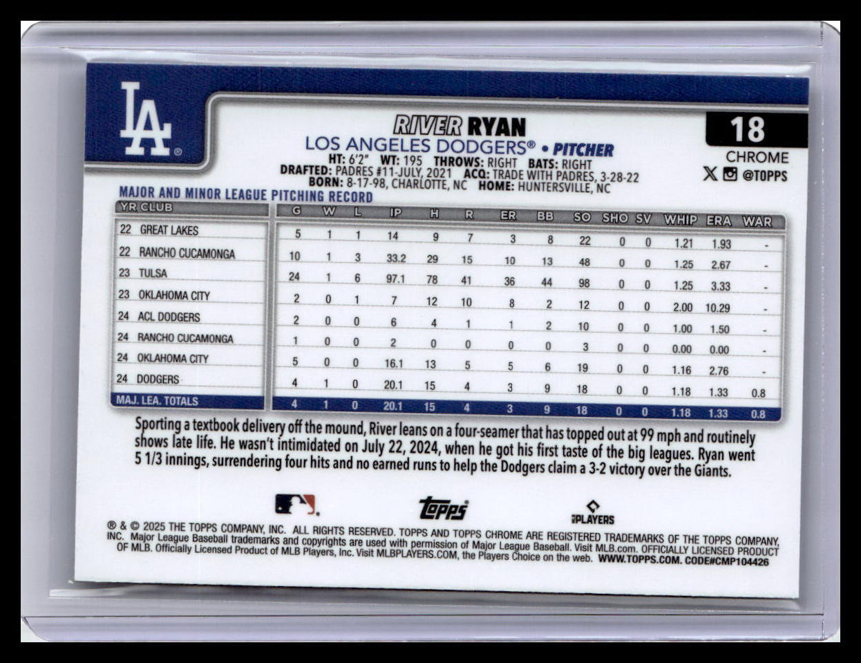 2025 Topps Chrome #18 River Ryan