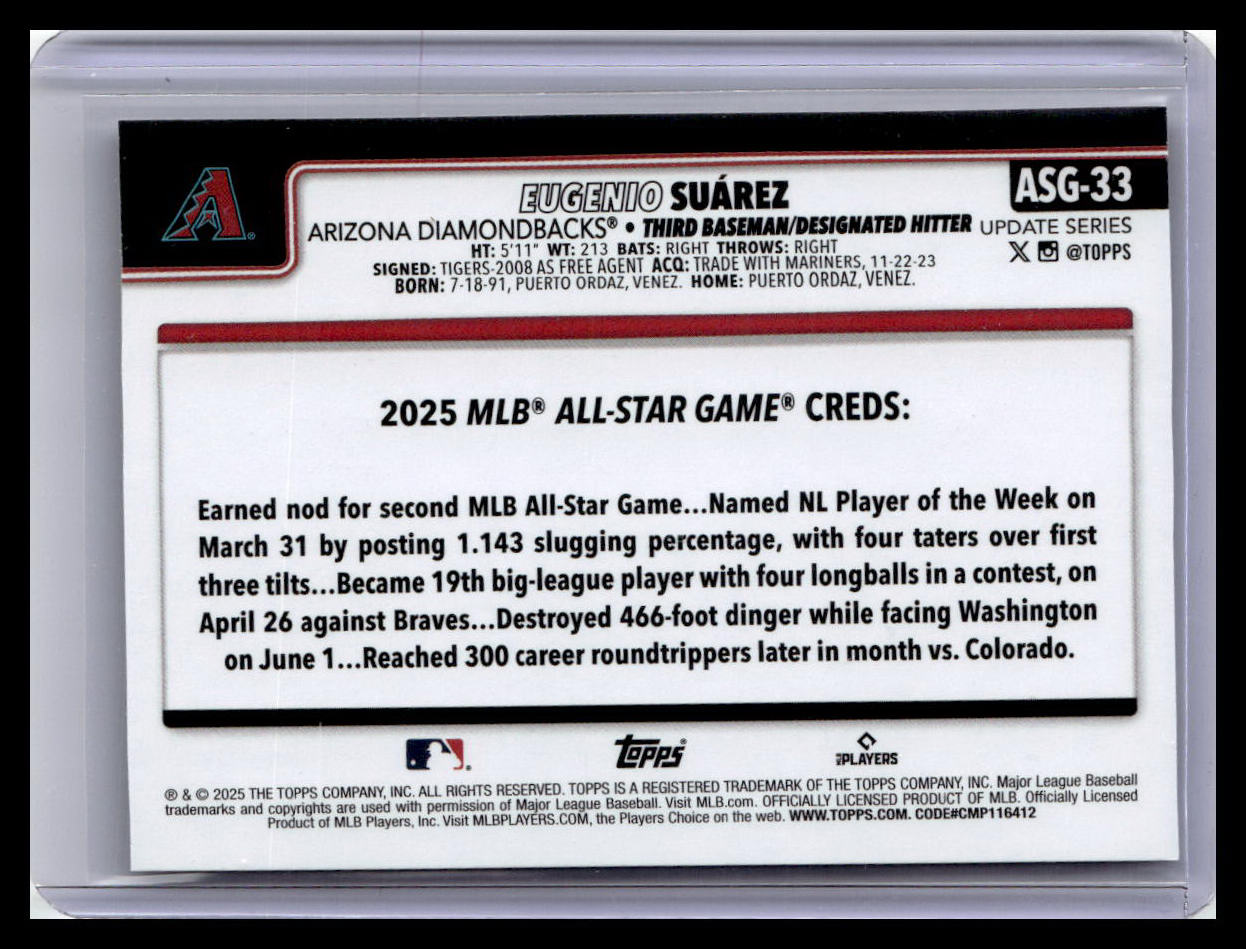 2025 Topps Update #ASG-33 Eugenio Suárez 2025 All-Star Game