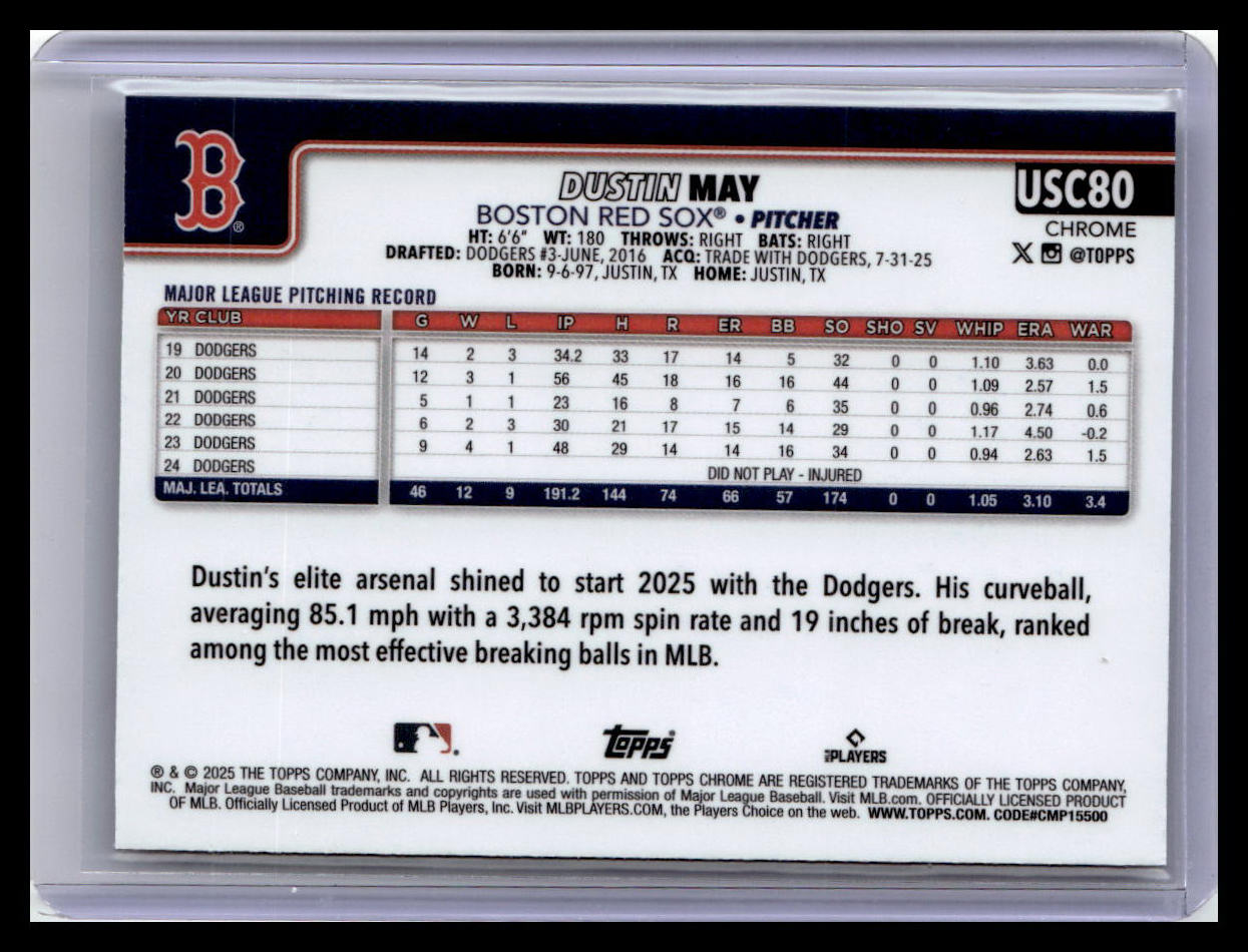 2025 Topps Chrome Update #USC80 Dustin May